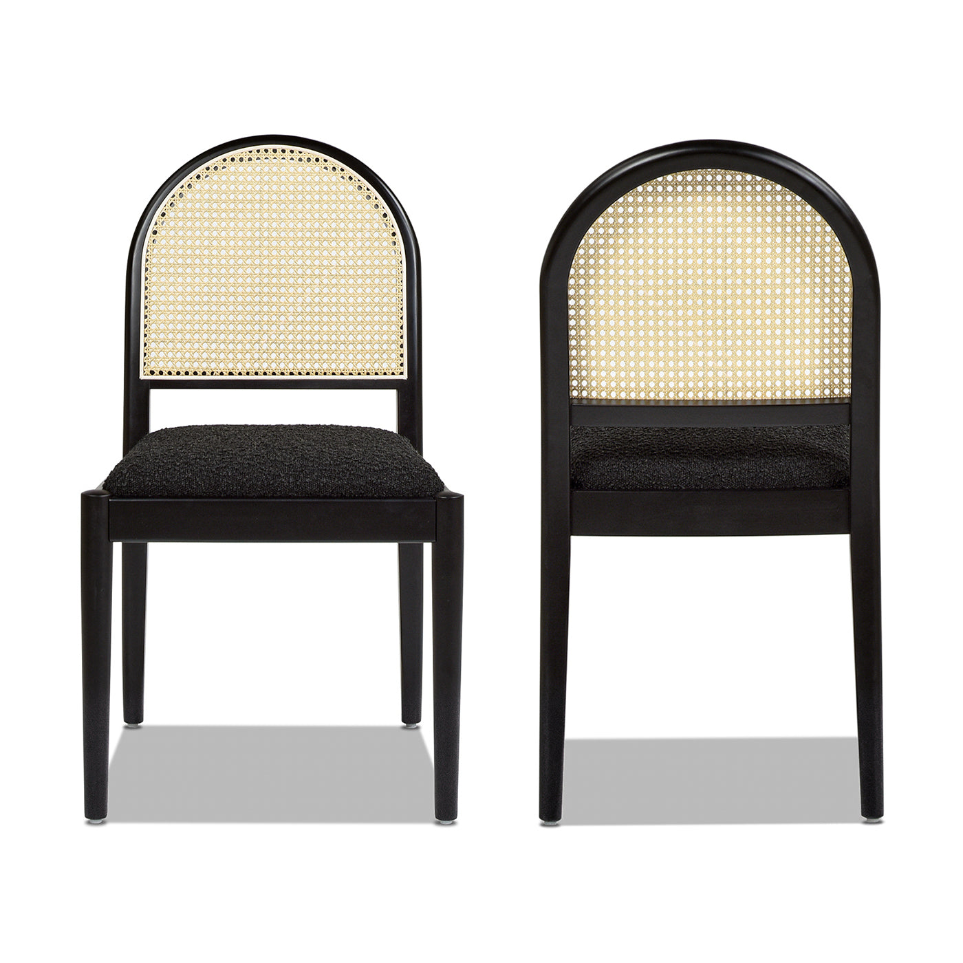Panama 18.5" Curved Resin Cane Rattan Side Dining Chair Set of 2