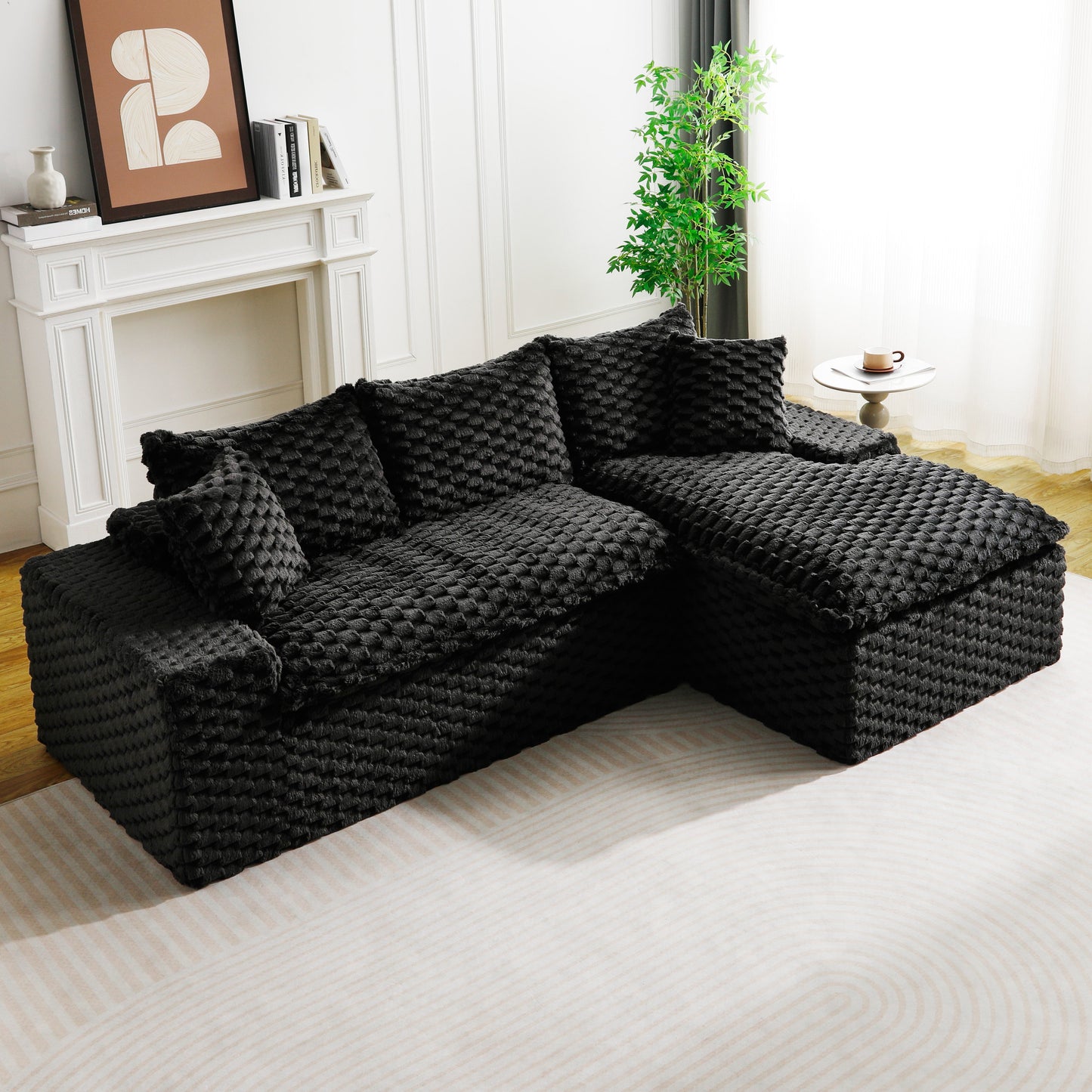 Black Turtle Velvet Versatile Convertible Sofa