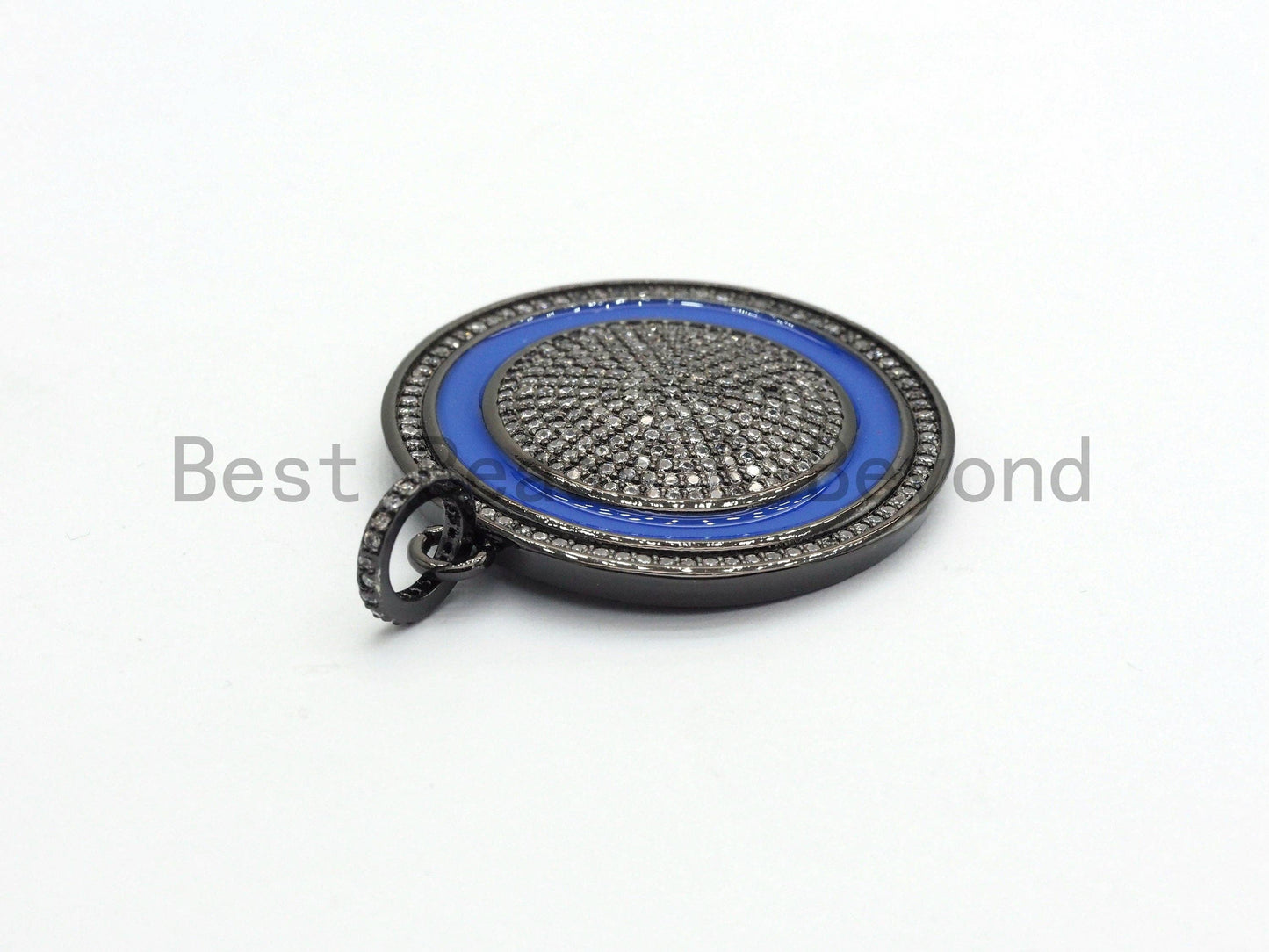 35mm LARGE Enamel Colorful Round CZ Pave Focal Pendant,CZ Micro Pave Oil Drop Round pendant,Enamel pendant,Enamel Jewelry,sku#F596