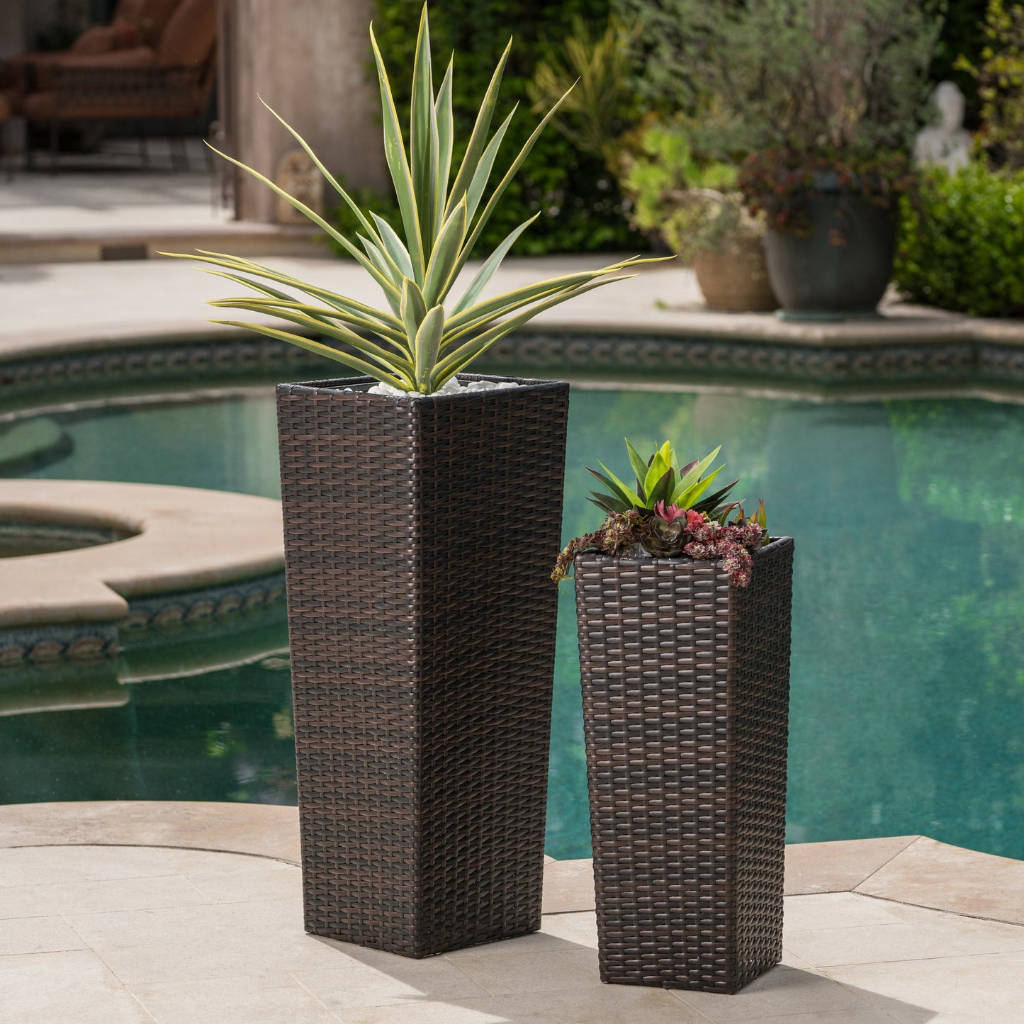 Rattan Flower Pot Set