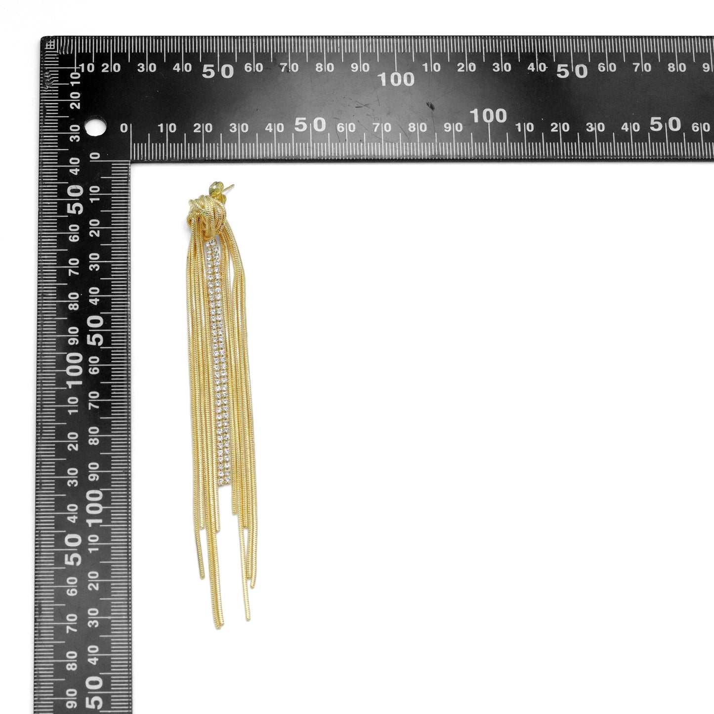 Gold Slinky Long Statement Earrings, Sku#ZX222