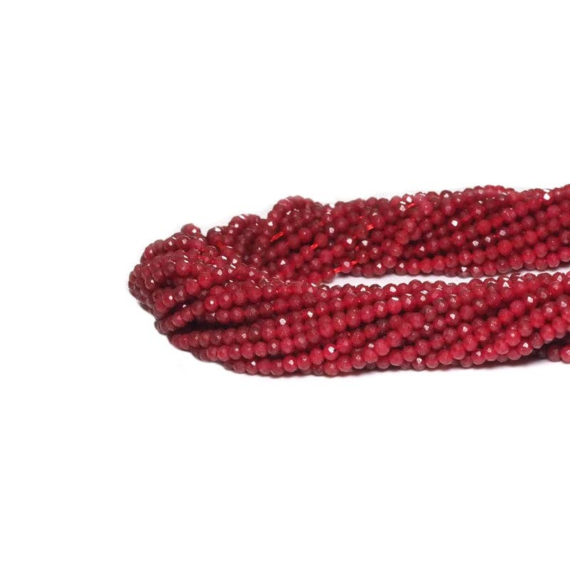 Ruby Jade Fine Cut Round Faceted Beads, Sku#U1502