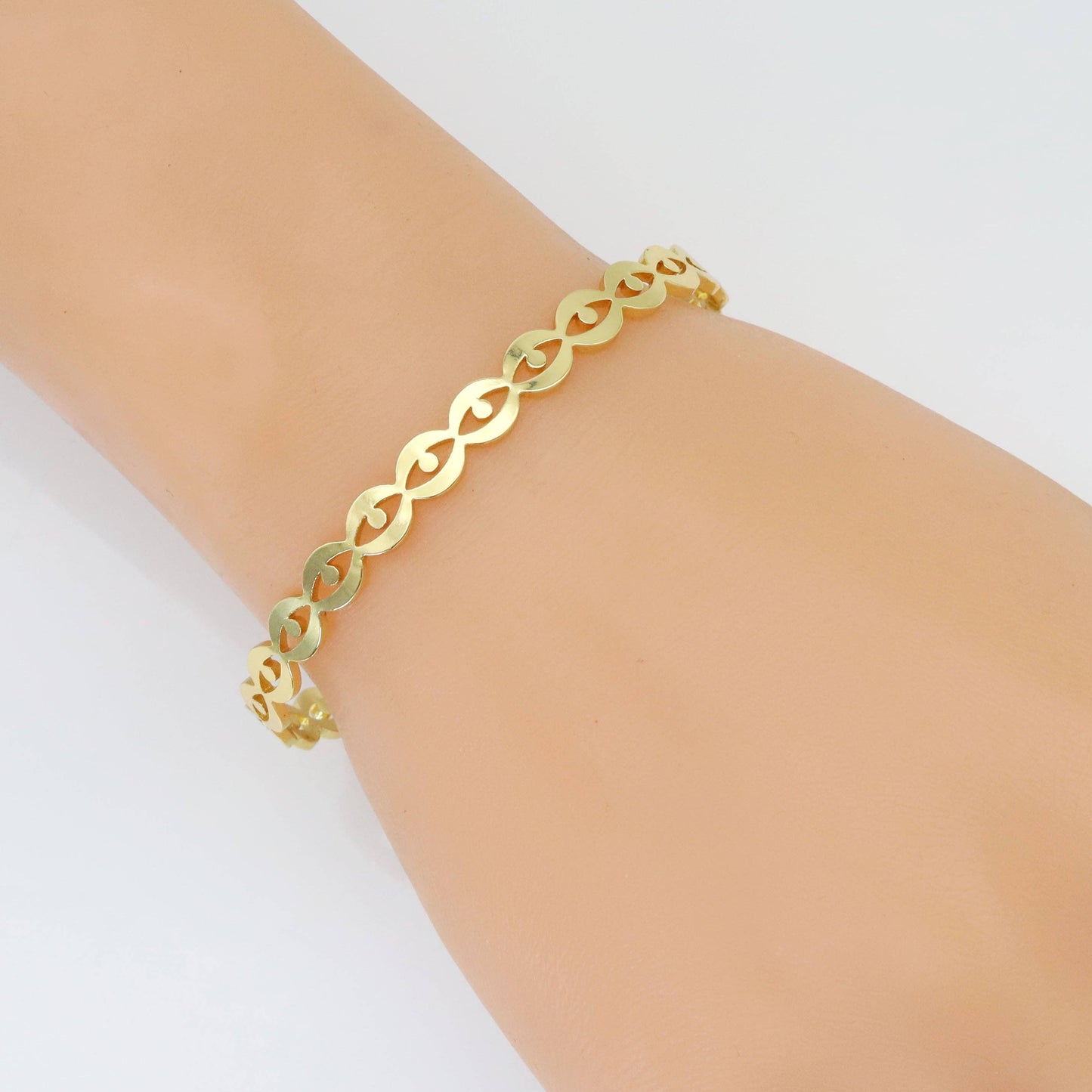 Gold Evil Eye Cuff Bracelet, Sku#A279