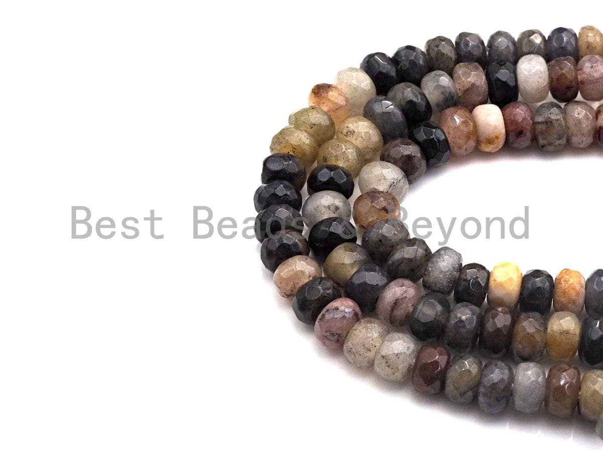 2mm Large Hole Natural Chinese Tourmaline Beads, Rondelle Faceted 6x10mm/5x8mm, 8" Long Strands, sku#U708