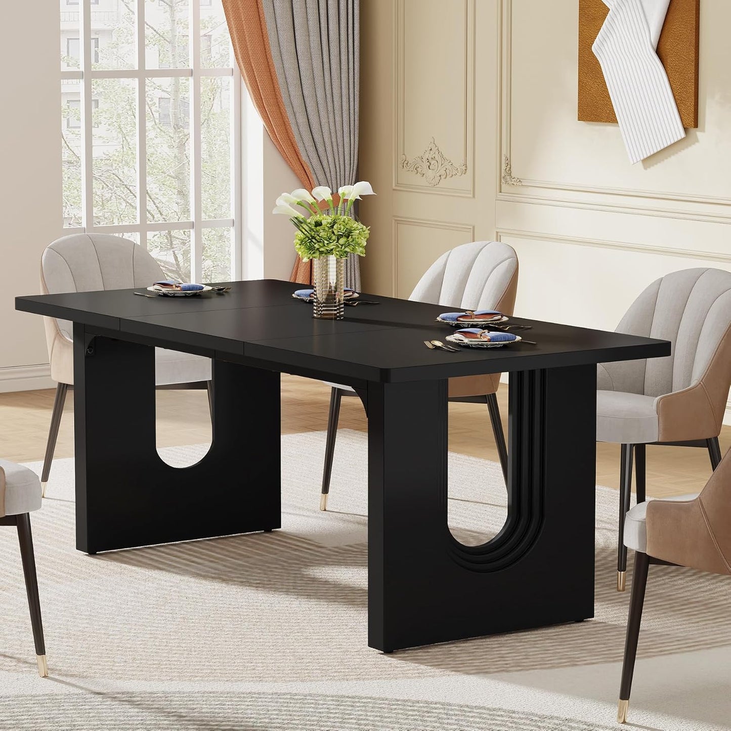 71" Modern Black Dining Table