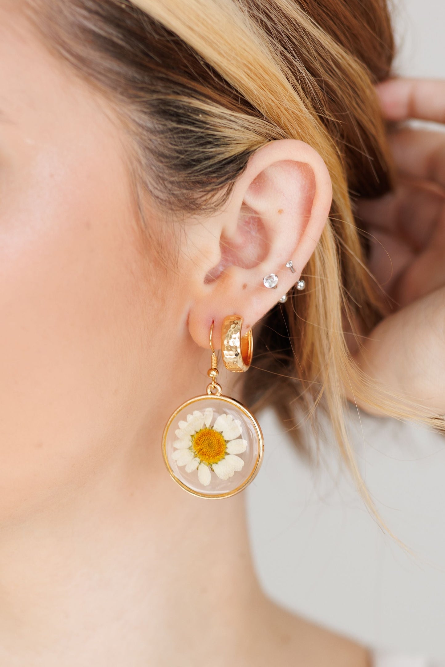 Beautiful Gold or Silver Hammered Hug Earrings