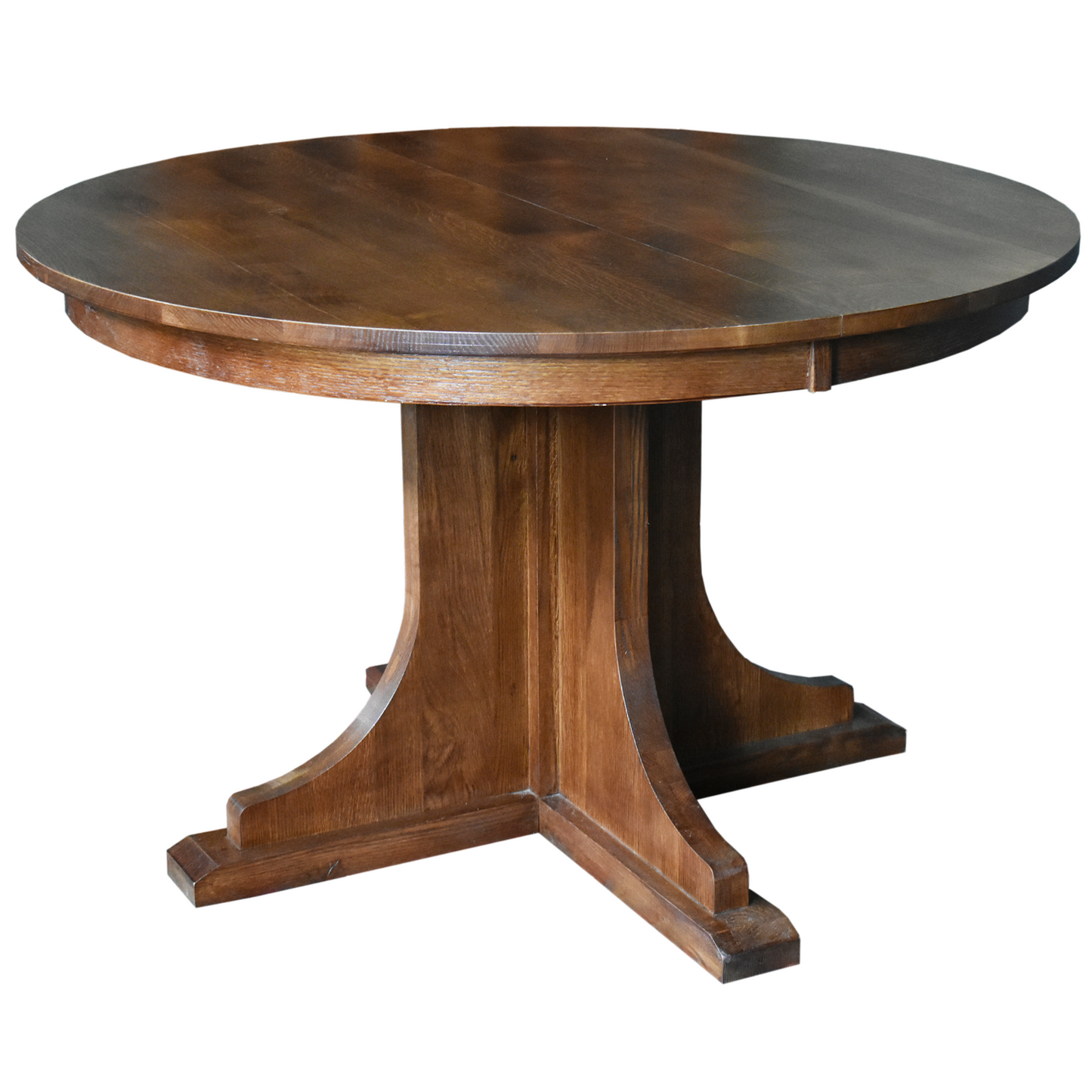 Mission Quarter Sawn Oak 2 Leaf Round Dining Table Set w/ 6 Chairs
