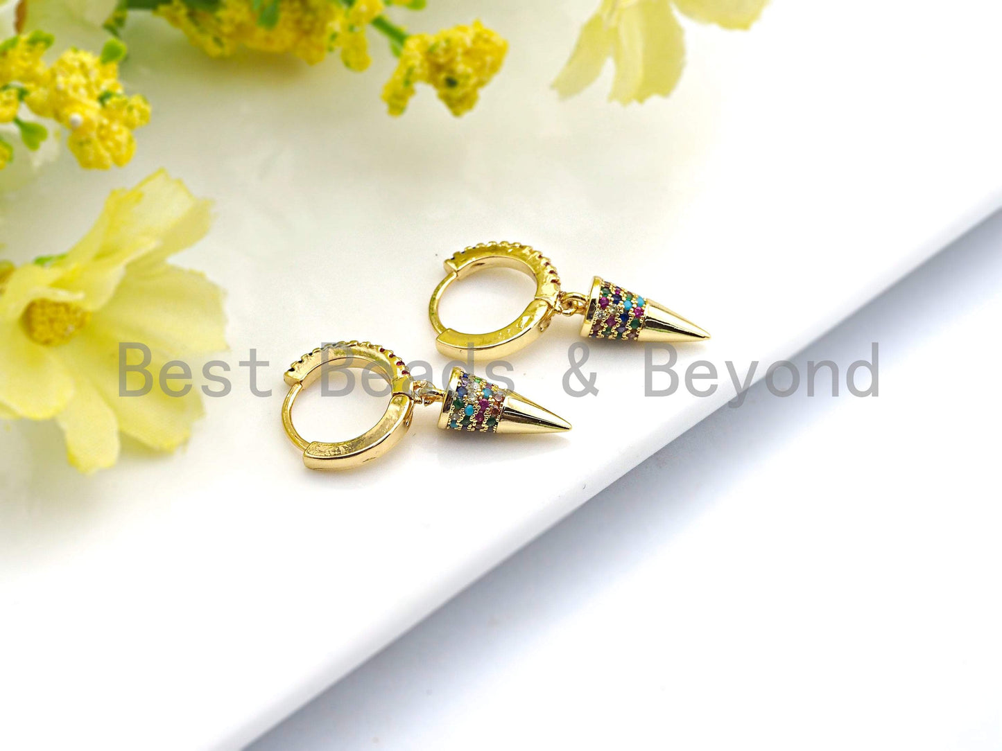 CZ Spike Dangle Earrings, Sku#J67