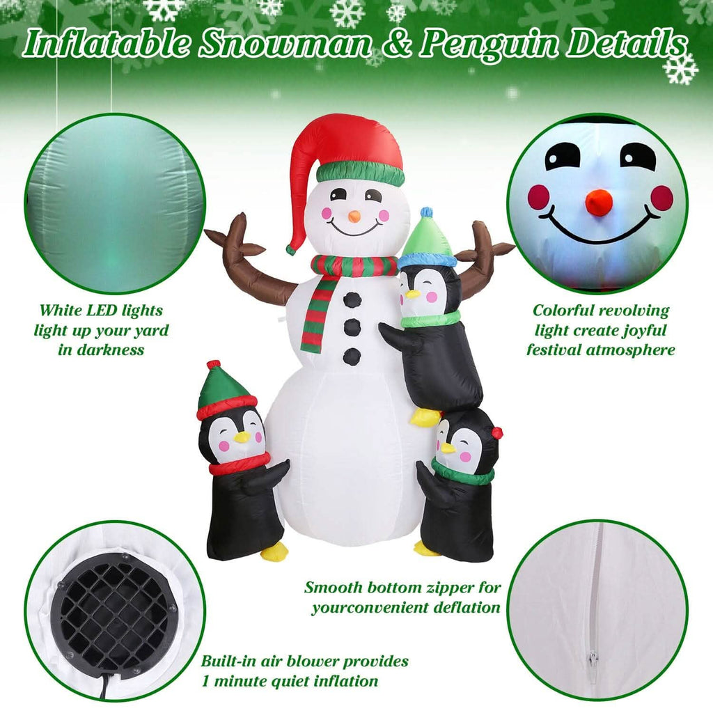 5.9Ft Snowman and Penguin Blow Up Yard Decoration with LED Light Built-in Air Blower