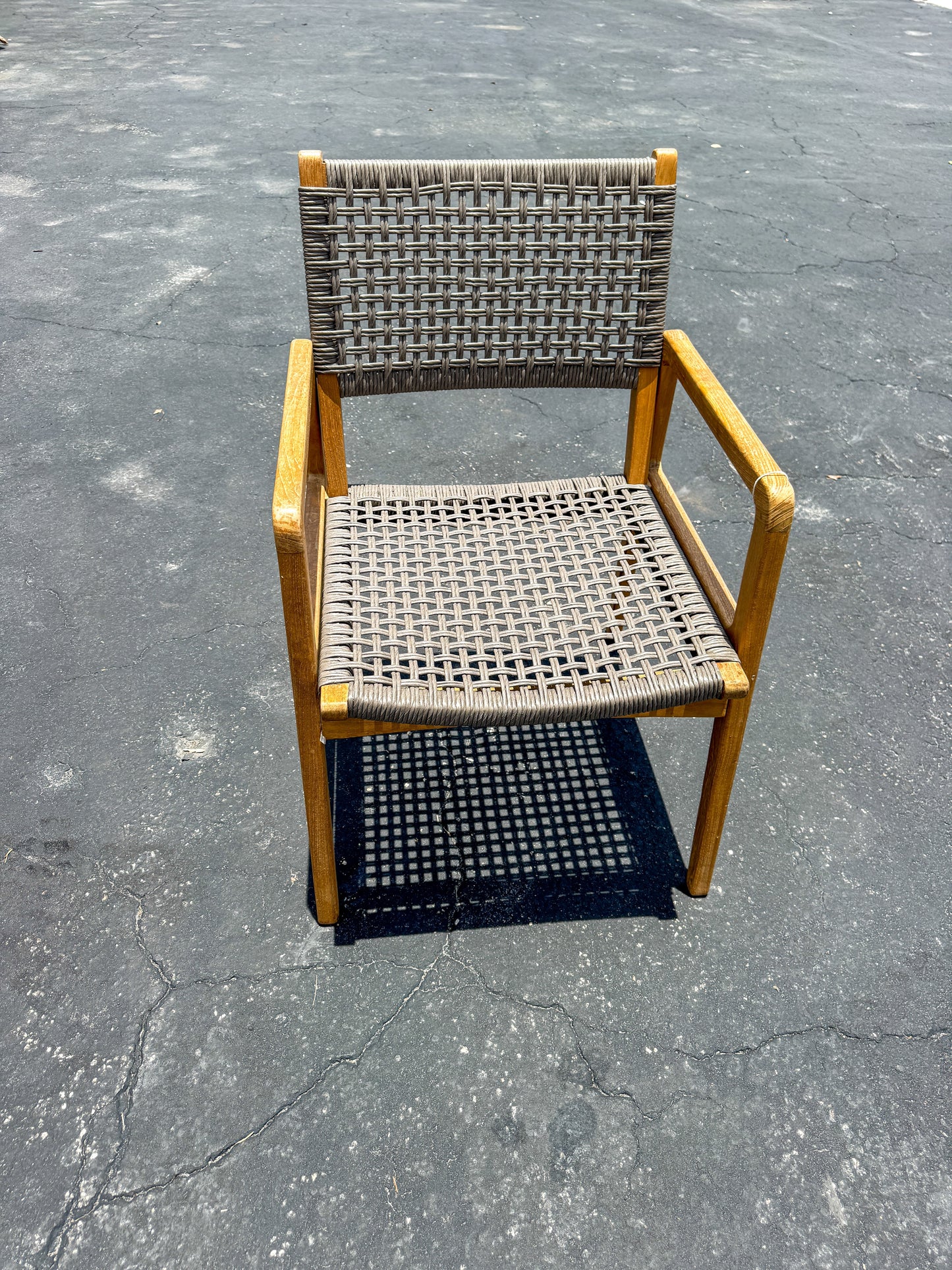 Teak & Synthetic Rope Armchair (Grey)