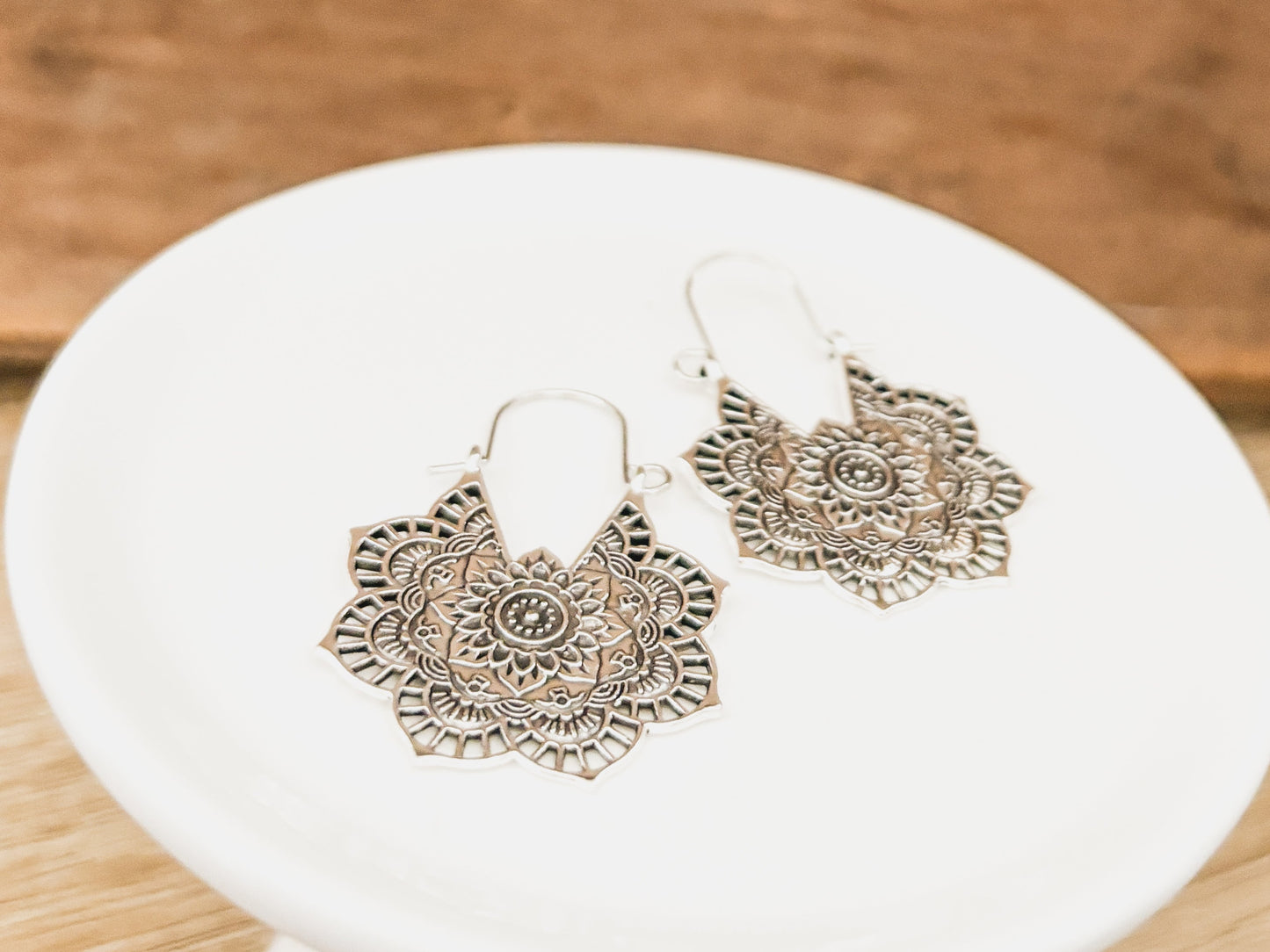 Beautiful Gold or Silver Mandala Earrings