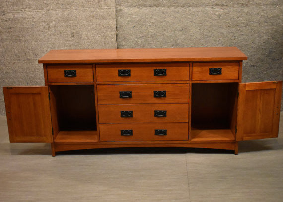 Mission Quarter Sawn Oak 6 Drawer Sideboard - 62"