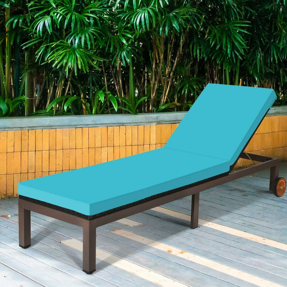 Back Adjustable Cushioned Patio Rattan Lounge Chair