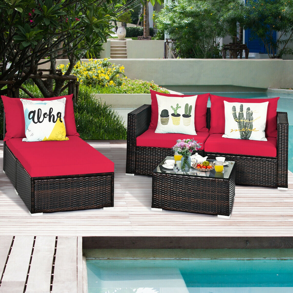 5 Pieces Patio Rattan