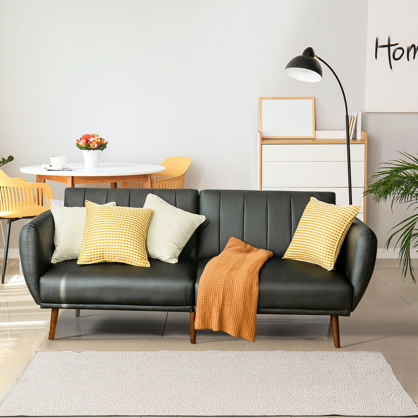 3 Seat Convertible Sofa Bed with Adjustable Backrest for Living Room