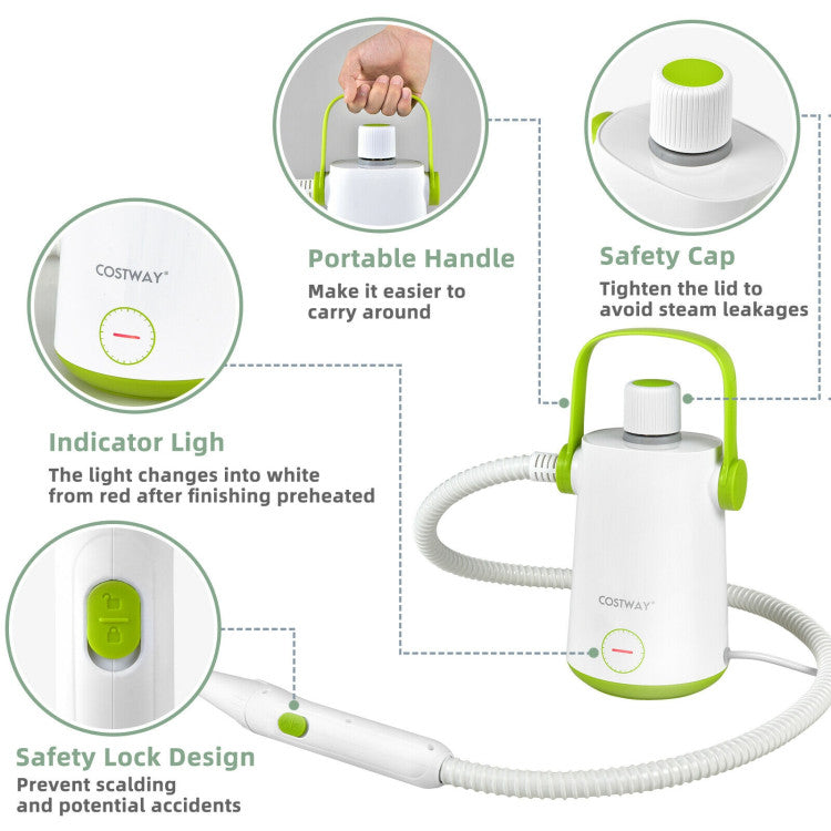 1000W Multifunction Portable Hand-held Steam Cleaner with 10 Accessories
