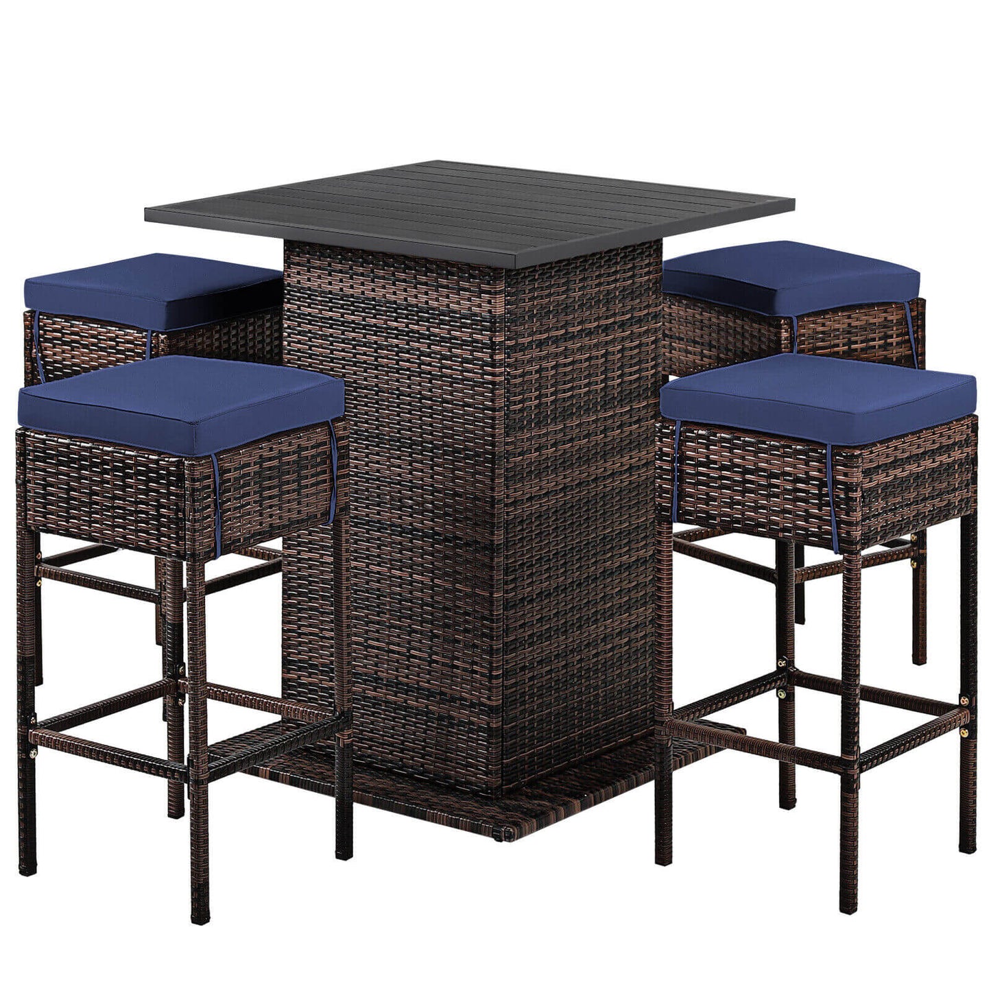 5 Pieces Patio Rattan Bar