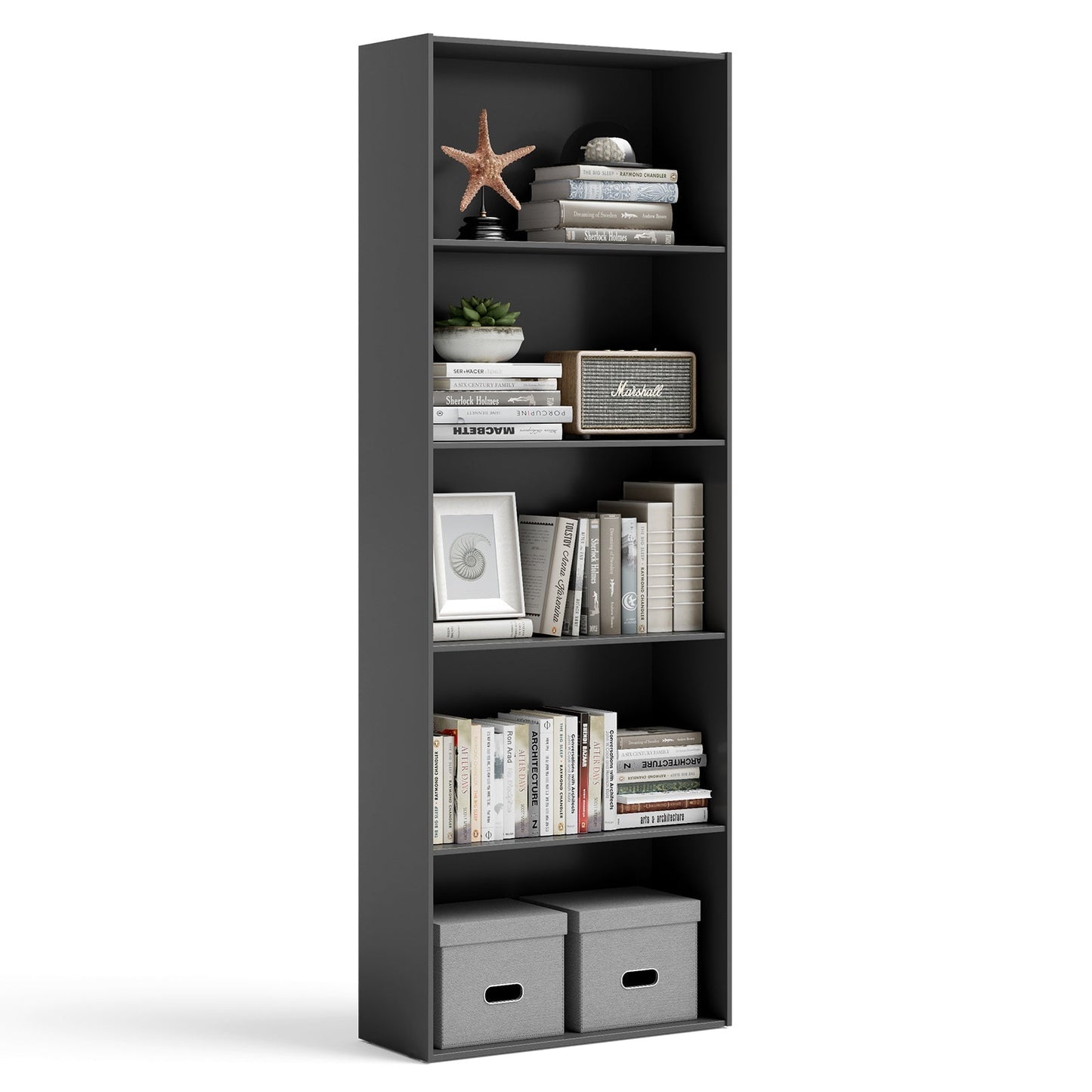 5-Shelf Storage Bookcase Modern Multi-Functional Display Cabinet