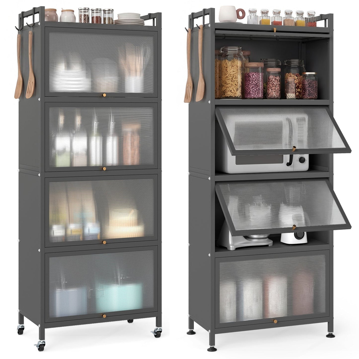 5-Tier Kitchen Baker's Rack with Flip-up PC Doors