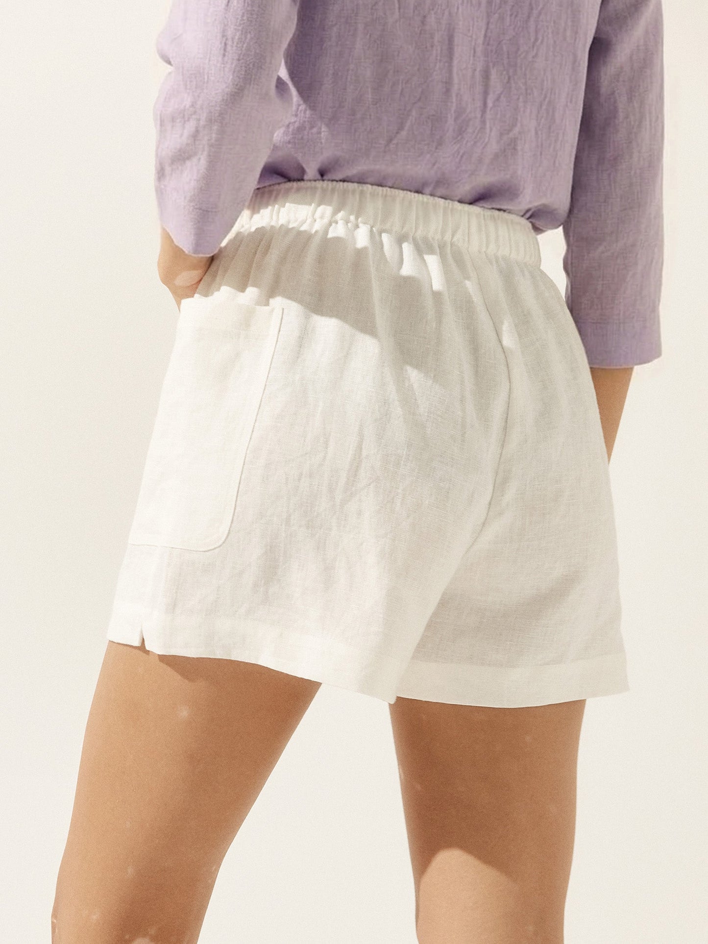 100% Linen Utility Side-Pocket Shorts WYNNIE