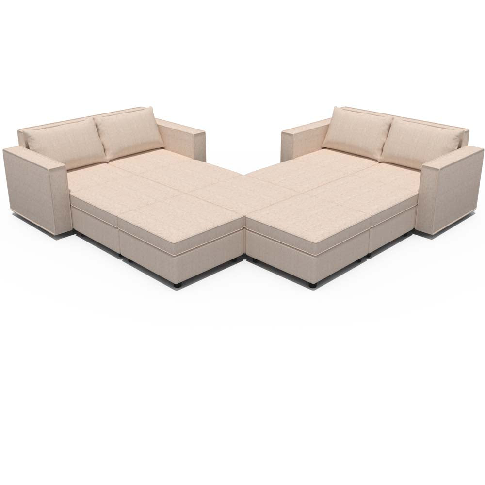 Ainfox 11-Seat and Ottoman Modular Sectional Sofa Sleeper Sofa Flannel Sofa with Storage Seat
