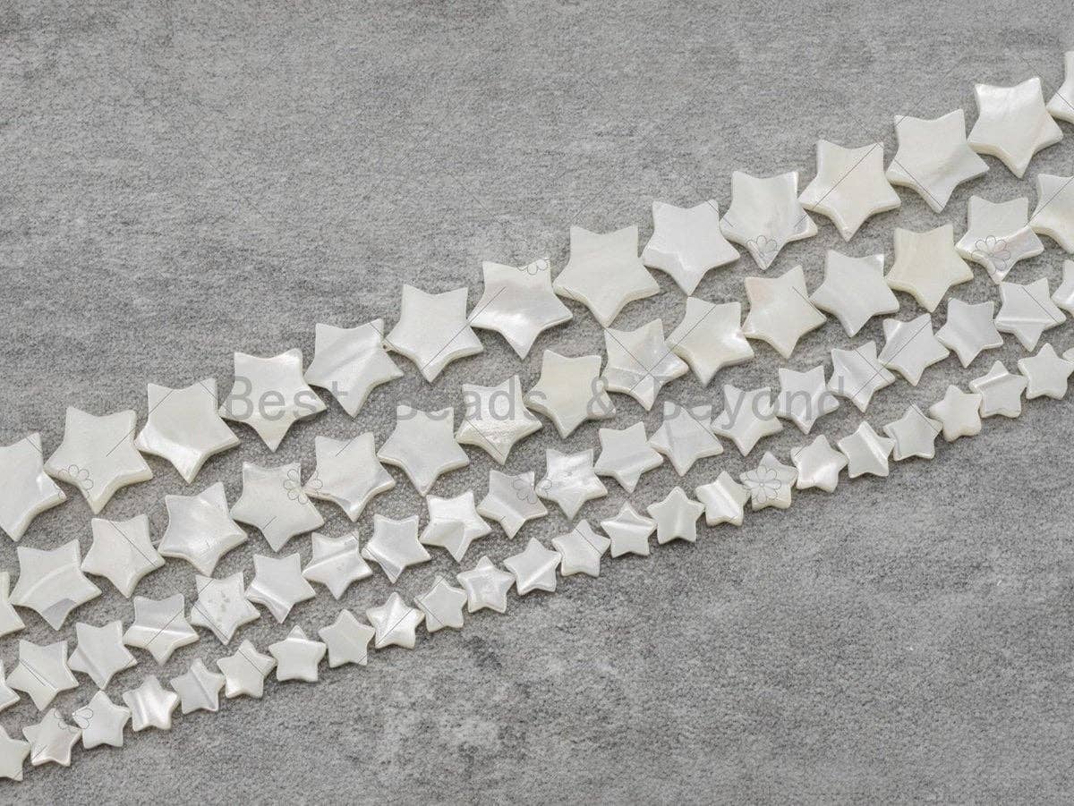 Quality White Shell Five Point Star Shape Beads, 6mm/8mm/10mm/12mm/15mm Mother of Pearl Beads, 15.5'' Full Strand, Sku#T12