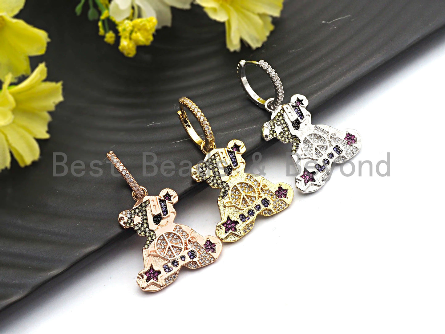 CZ Teddy Bear Earring, Sku#J54