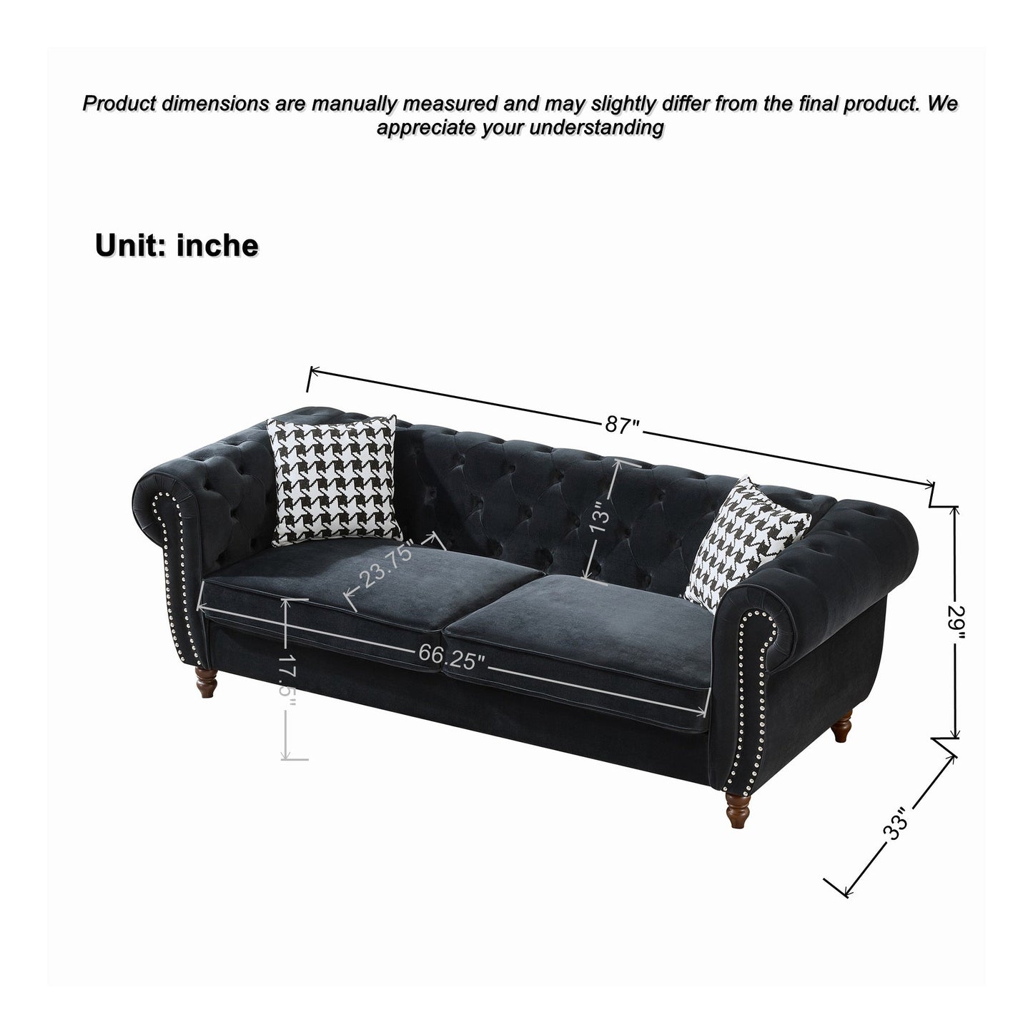Chesterfield Velvet Upholstered Sofa