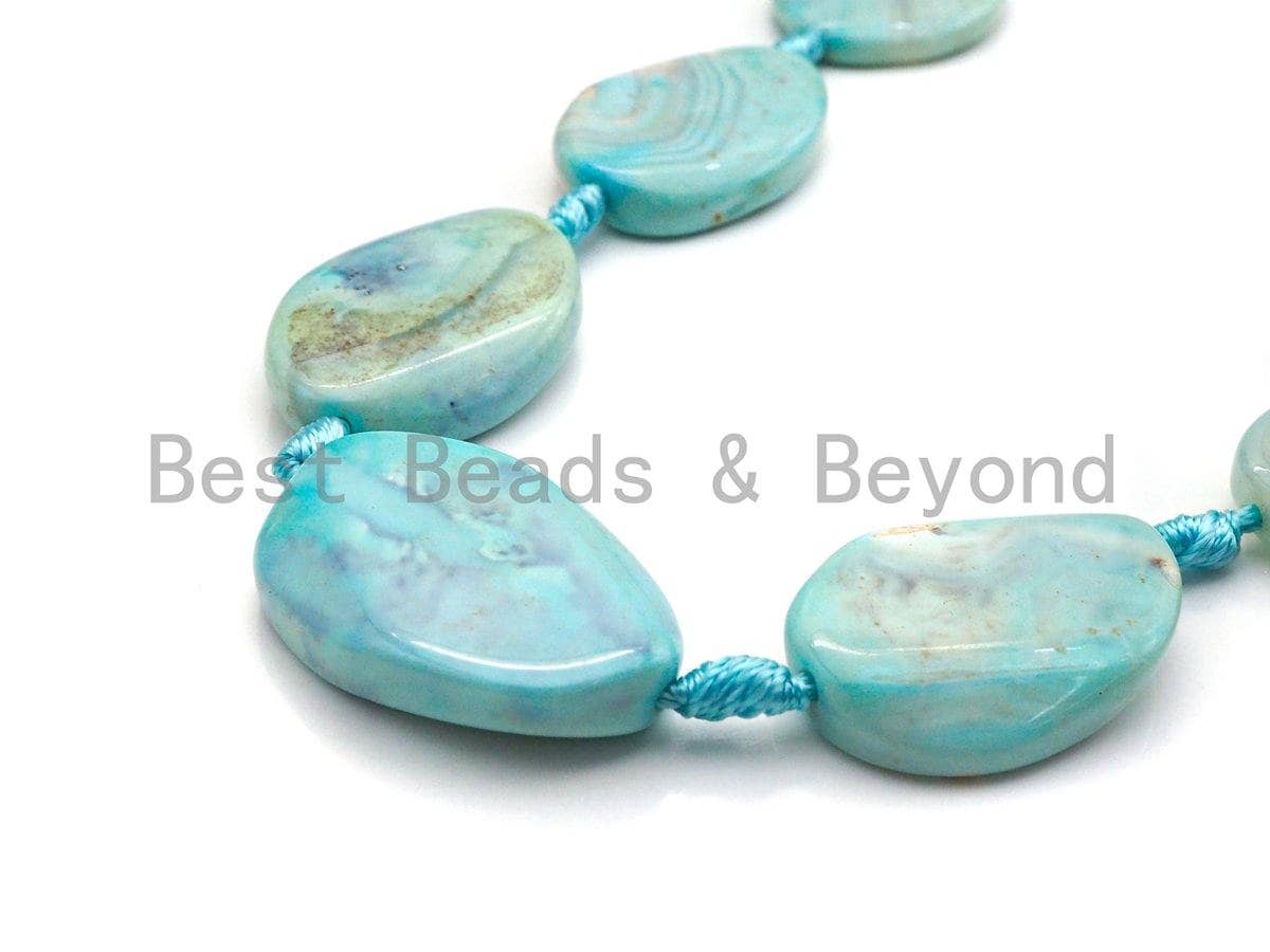 Natural Turquoise Blue Agate Oval Drop Shape Spacer Beads, Blue Agate Spacer Beads, 20x30mm/25x35/32x41mm, sku#U879