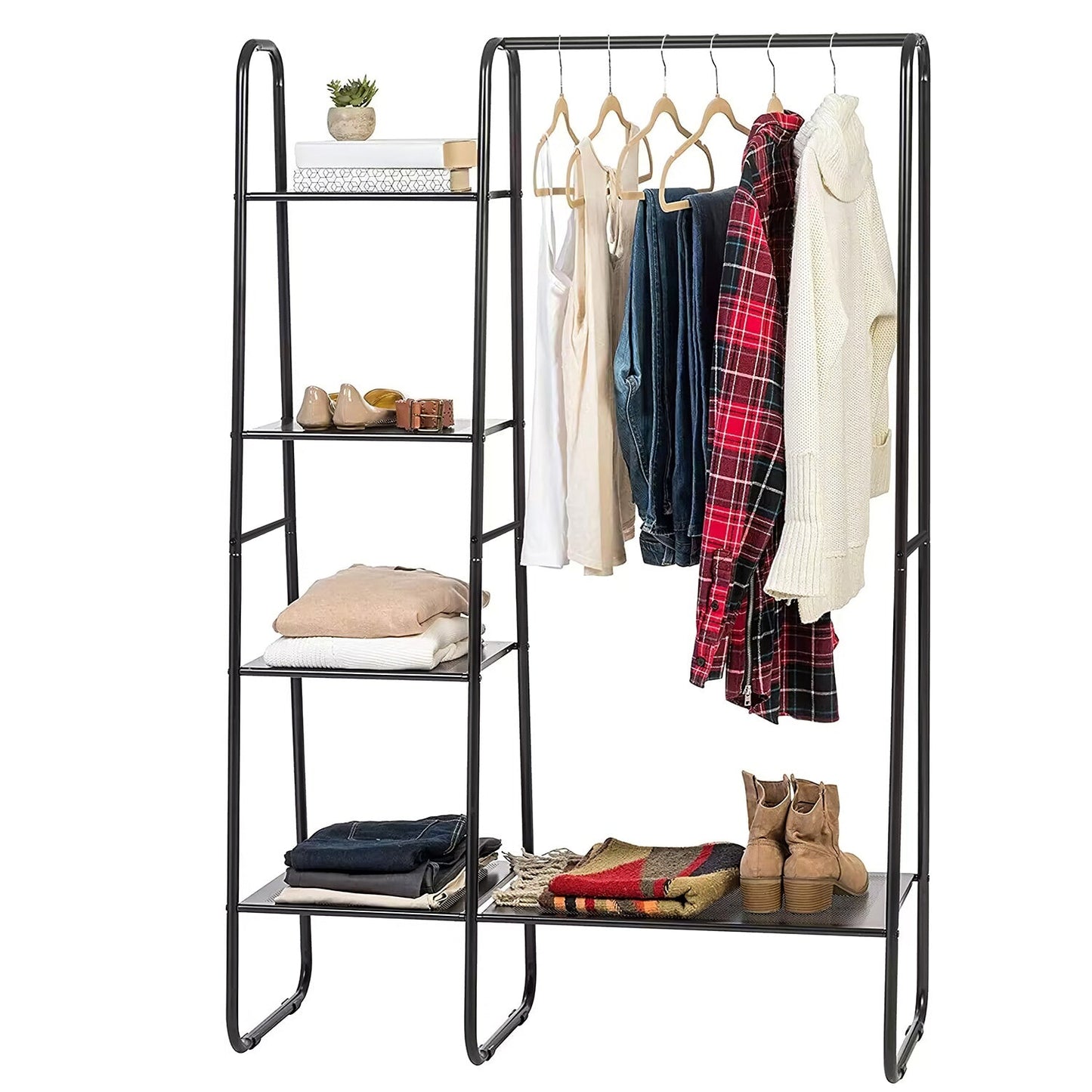Garment Hanging Rack with Shelves and Wardrobe Display