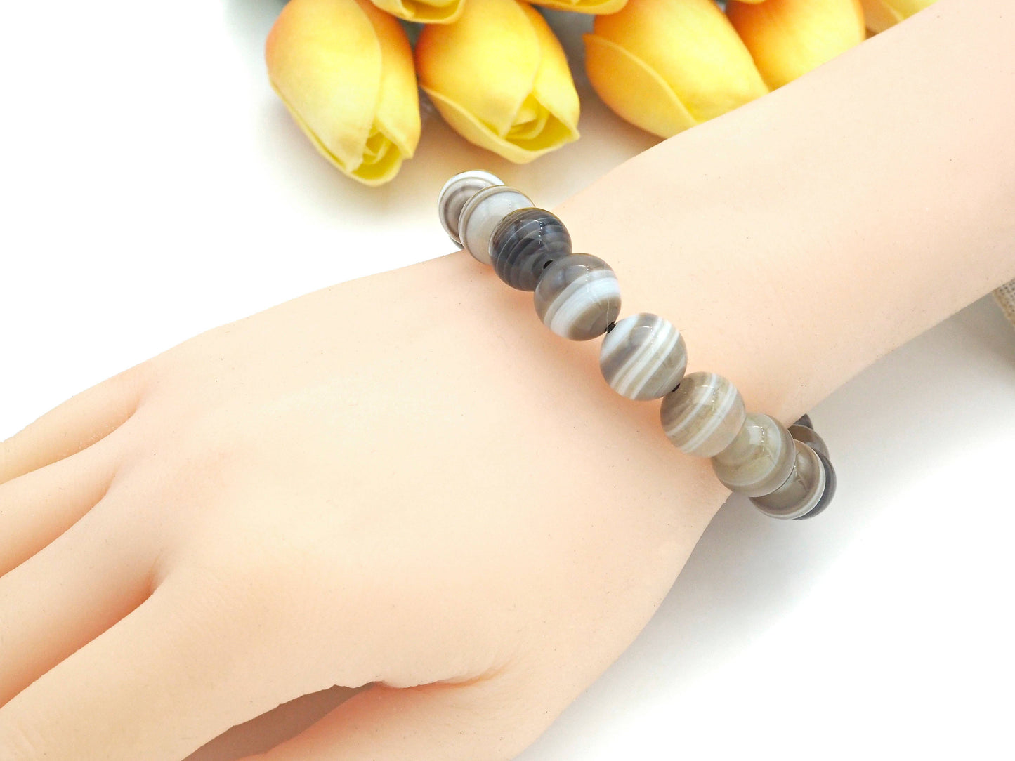 Gray Banded Agate Bracelet, EF09
