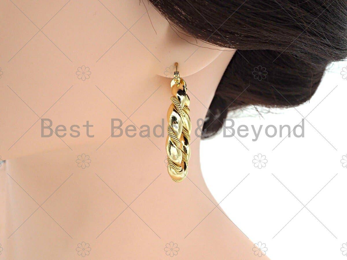 Gold Twisted Hoop Earrings, Sku#J310