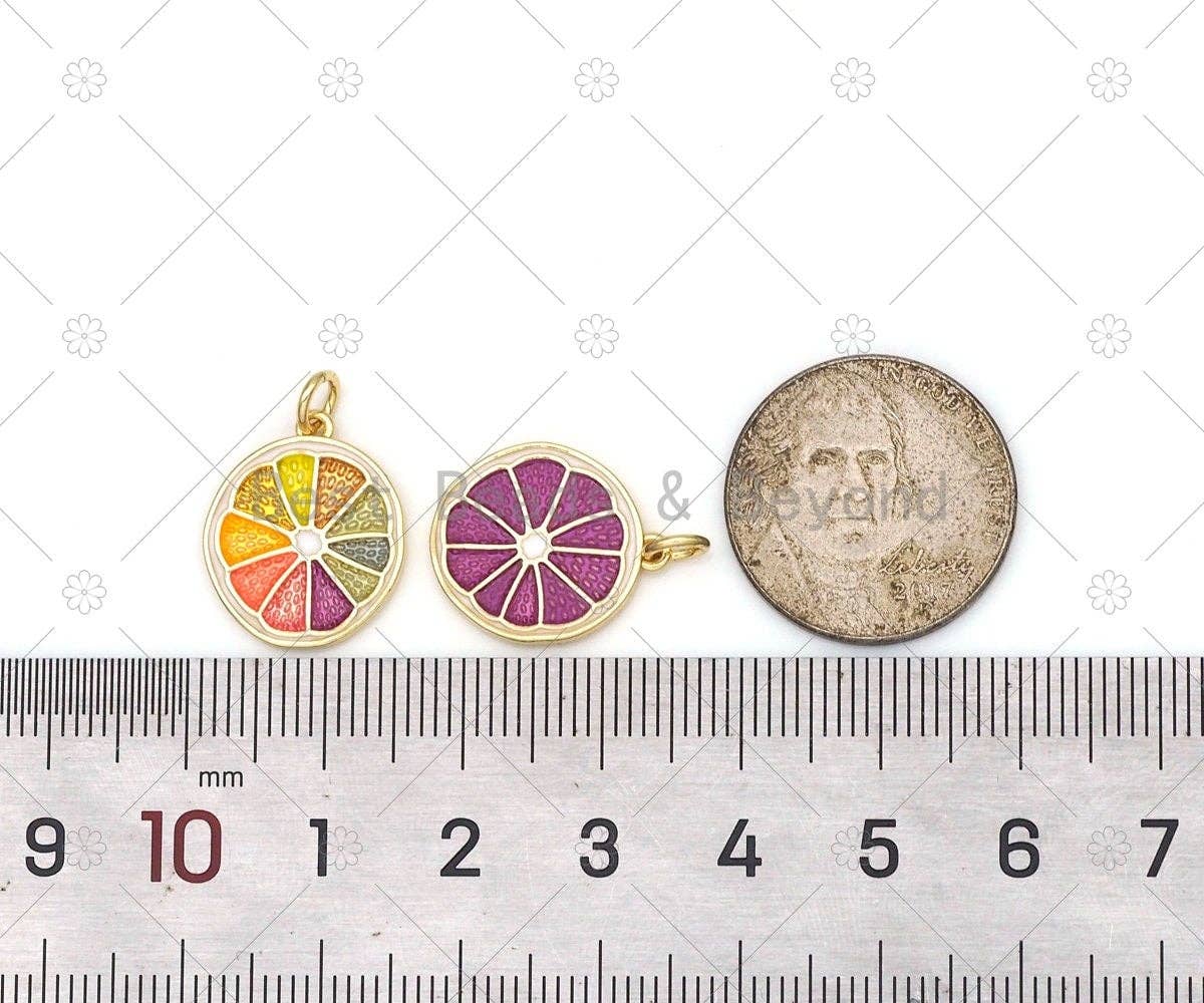 Enamel Colorful Lemon Slice Shape Pendant, sku#F1444