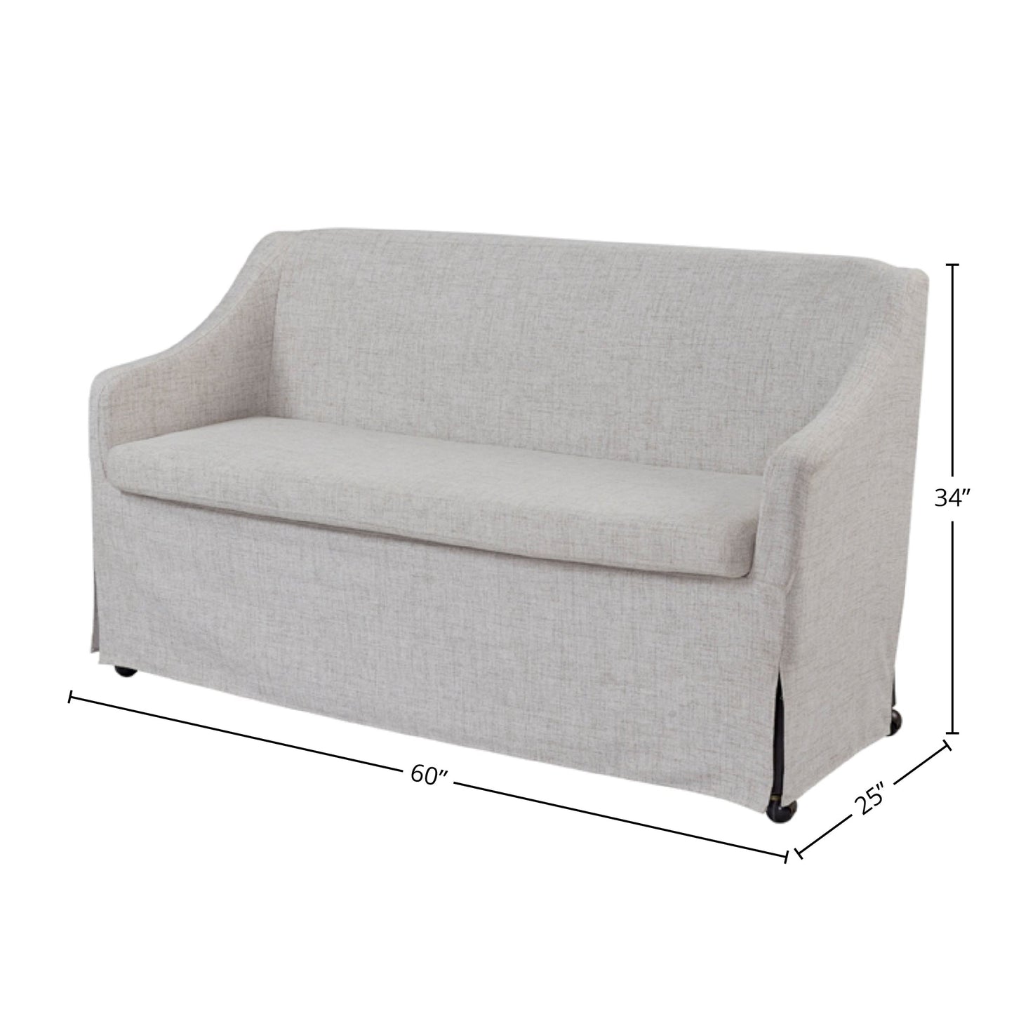 Slip Covered Settee with Casters