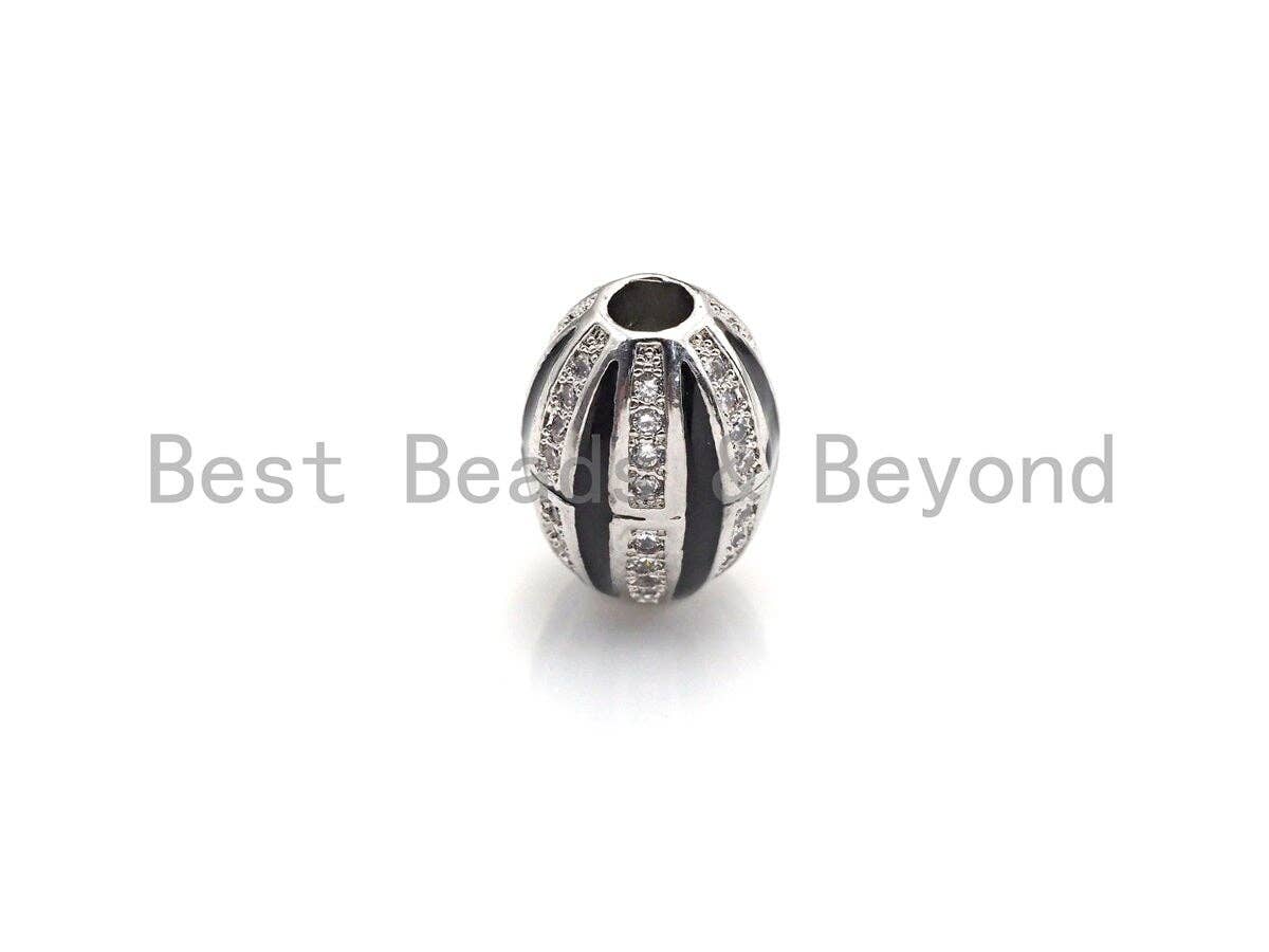 CZ Pave Oval Cage line beads, Oval Cubic Zirconia Spacer Beads, Men's Jewelry Findings,10x13mm, sku#Z931