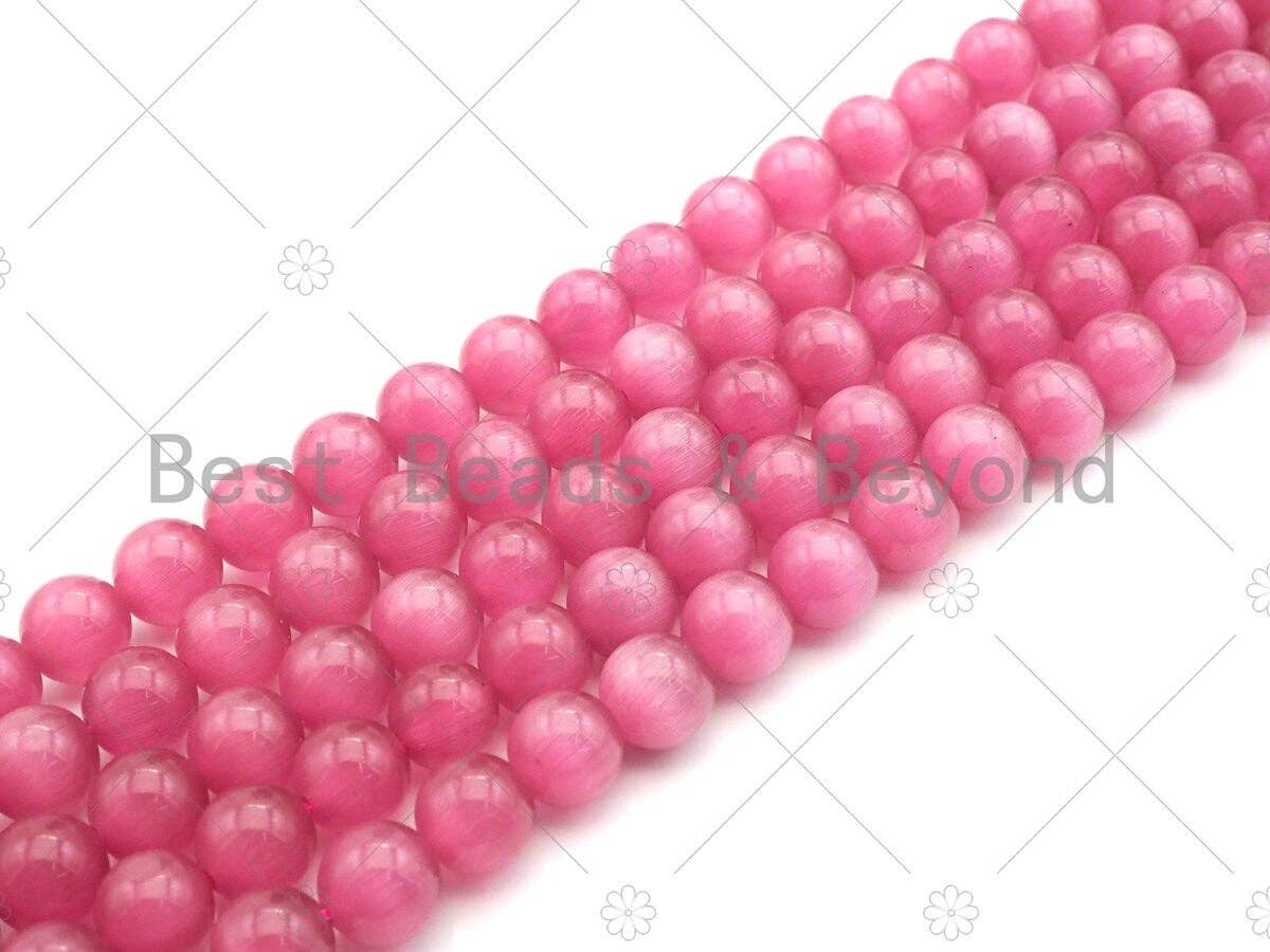 Cat's Eye Dark Pink Round Beads, 6mm/8mm/10mm/12mm Smooth beads, UA164