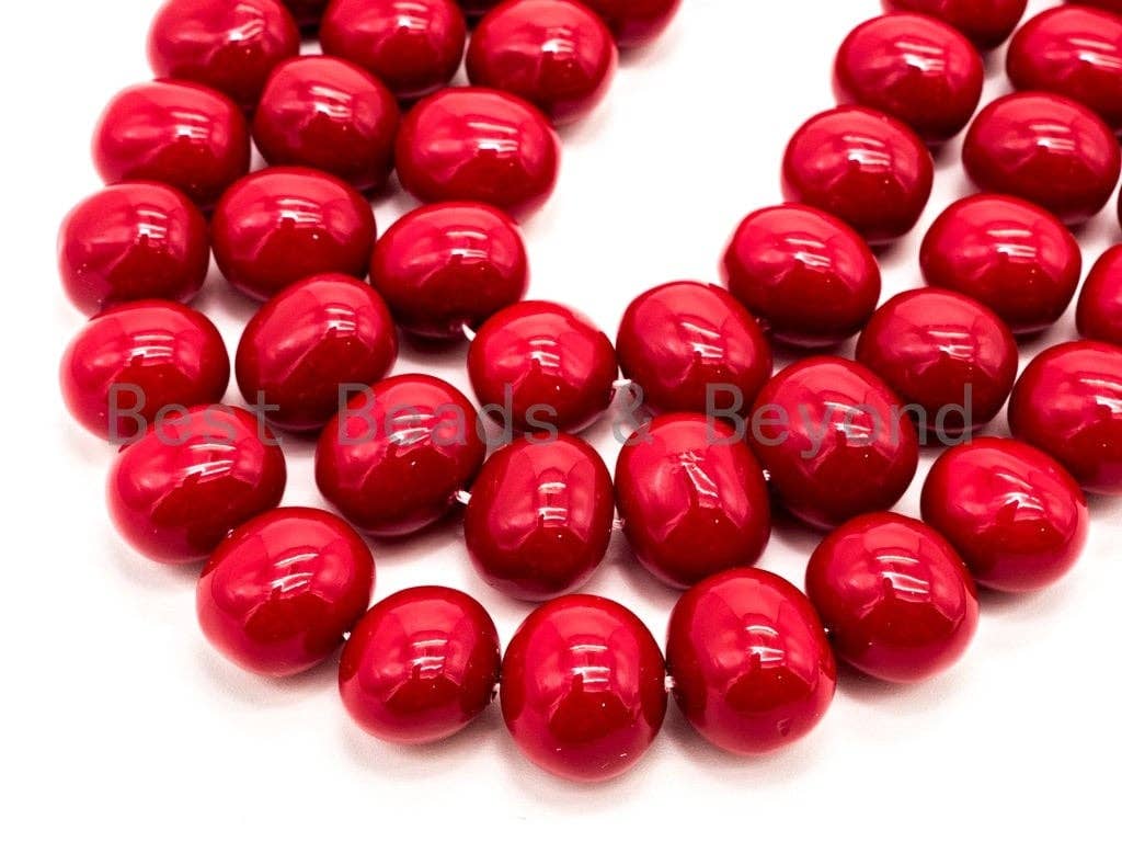 Red Natural Mother of Pearl beads,13x15mm Pearl Potato beads, Loose Potato Smooth Pearl Shell Beads, 16inch strand, SKU#T87