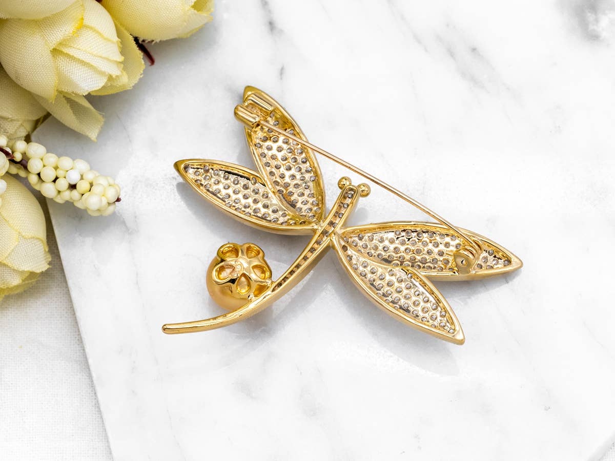 Gold plated Pave dragonfly Brooch Jewelry, P24
