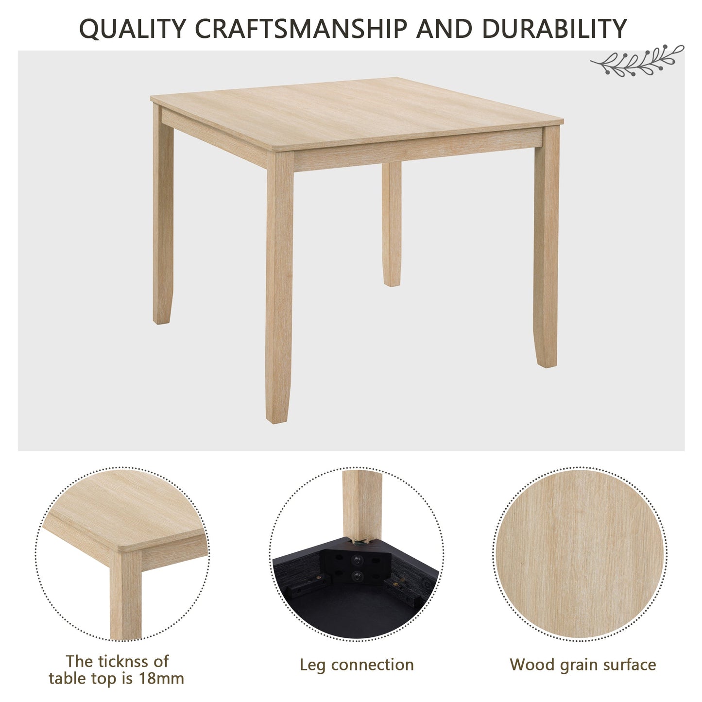 Modern 4 Person Dining Table Set with 4 Chairs
