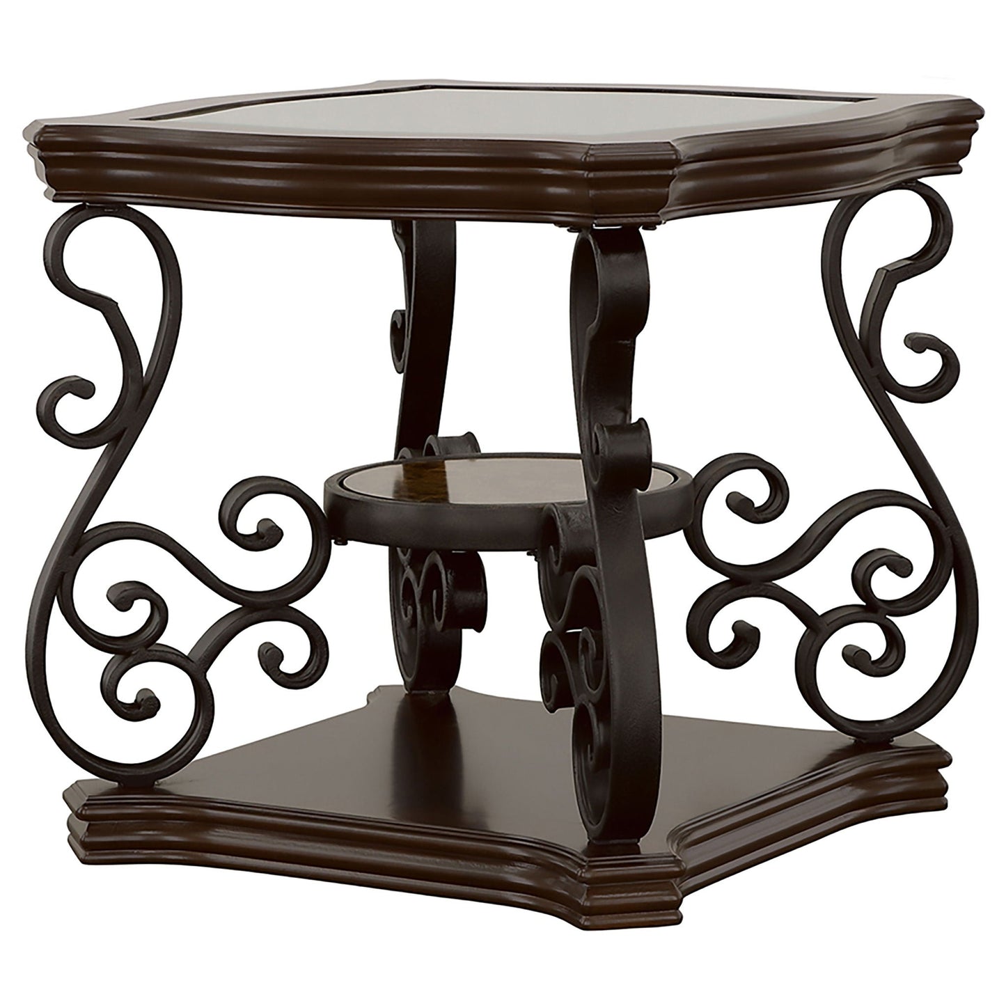 Laney 1-shelf Glass Top Square End Table Deep Merlot