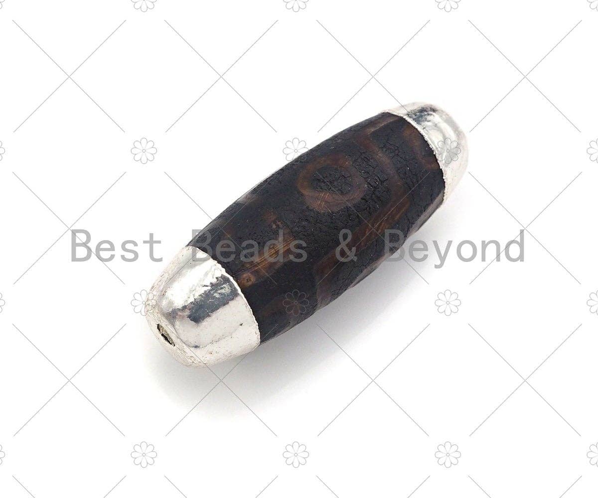 Tibetan Agate Barrel Shape Spacer Beads, 14x41mm, Sku#U961