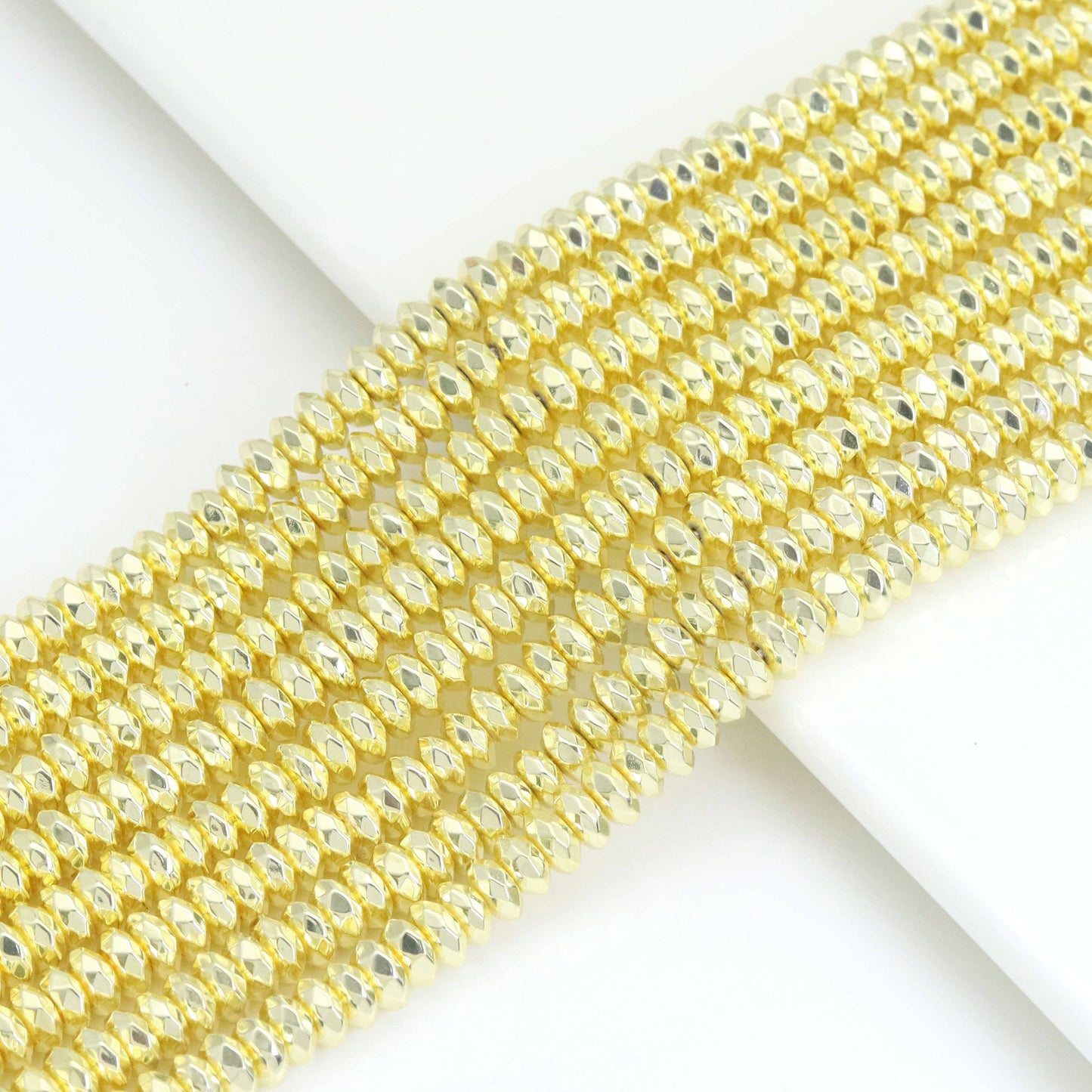 Gold Rondelle Hematite Beads, Bright Gold Hematite Rondelle Spacer Beads, Sku#S34