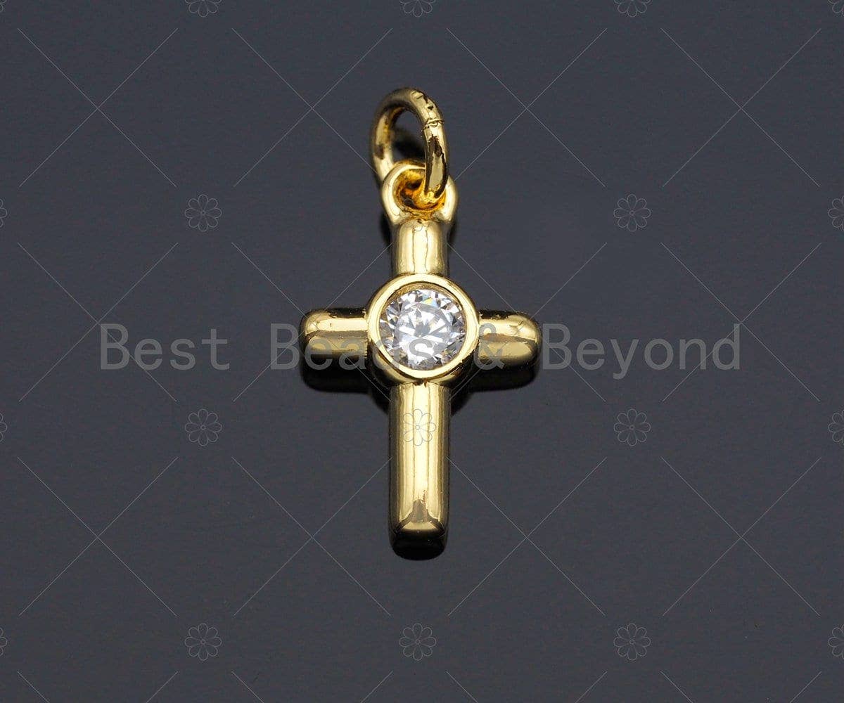 Dainty CZ Micro Pave Star Sun Cross Heart Shape Charm/Pendant, Diamond Gold Plated Charm, Gold Pendant, Gold plated charm, Sku#JL13