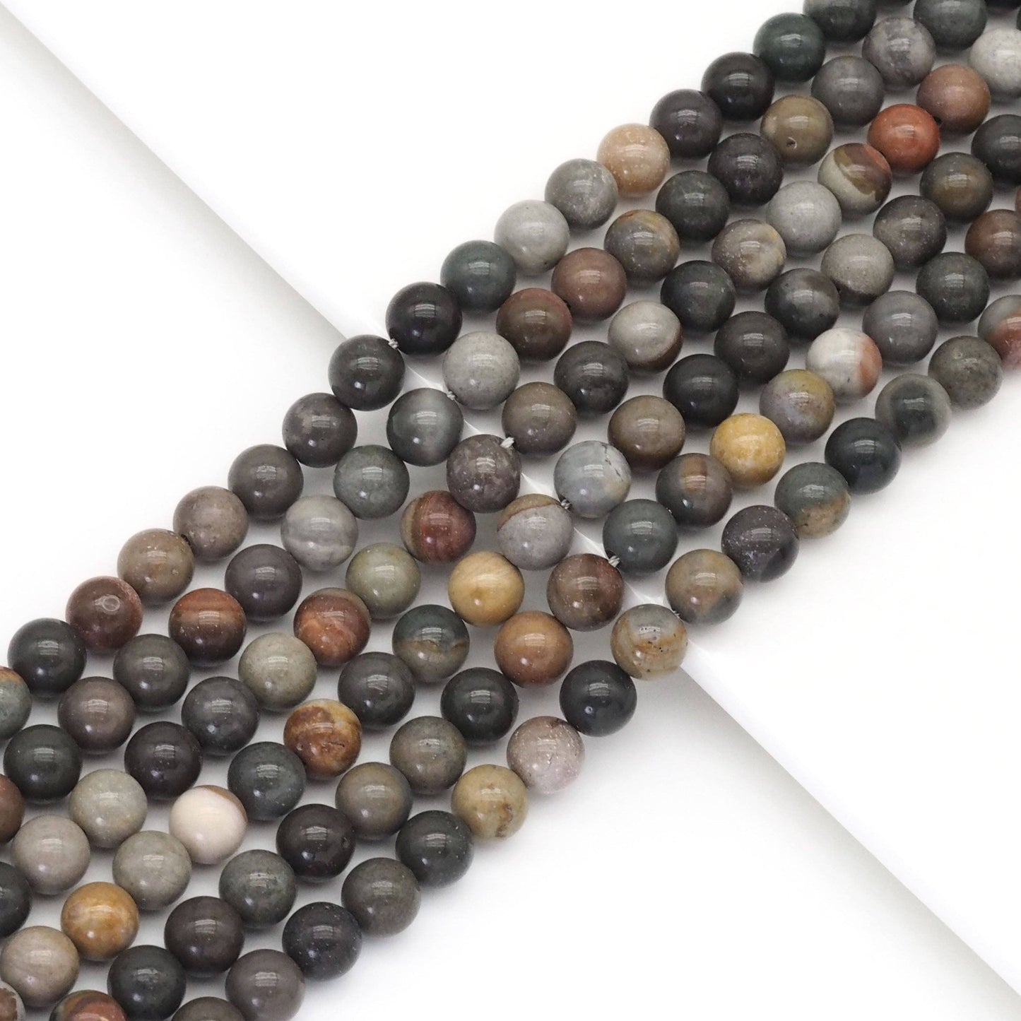Genuine American Picture Jasper Round Smooth Beads, 8mm/10mm, Sku#U1726