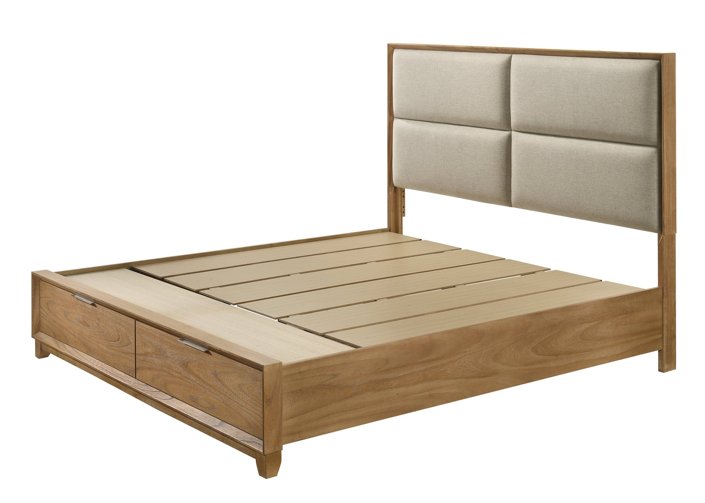 1pc Queen Storage Platform Bed with Upholstered Ultra-plush Headboard
