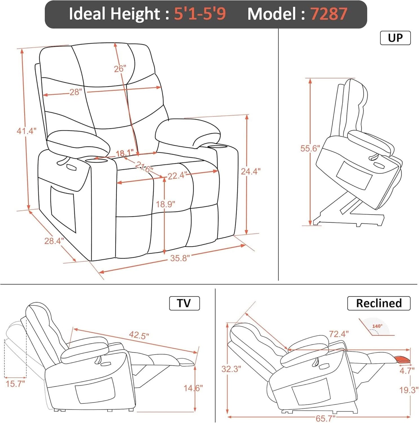 Power Lift Recliner Chair With Extended Footrest Burgundy