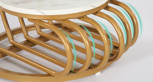 19.68" Modern Round End Table with 2-Tier Storage