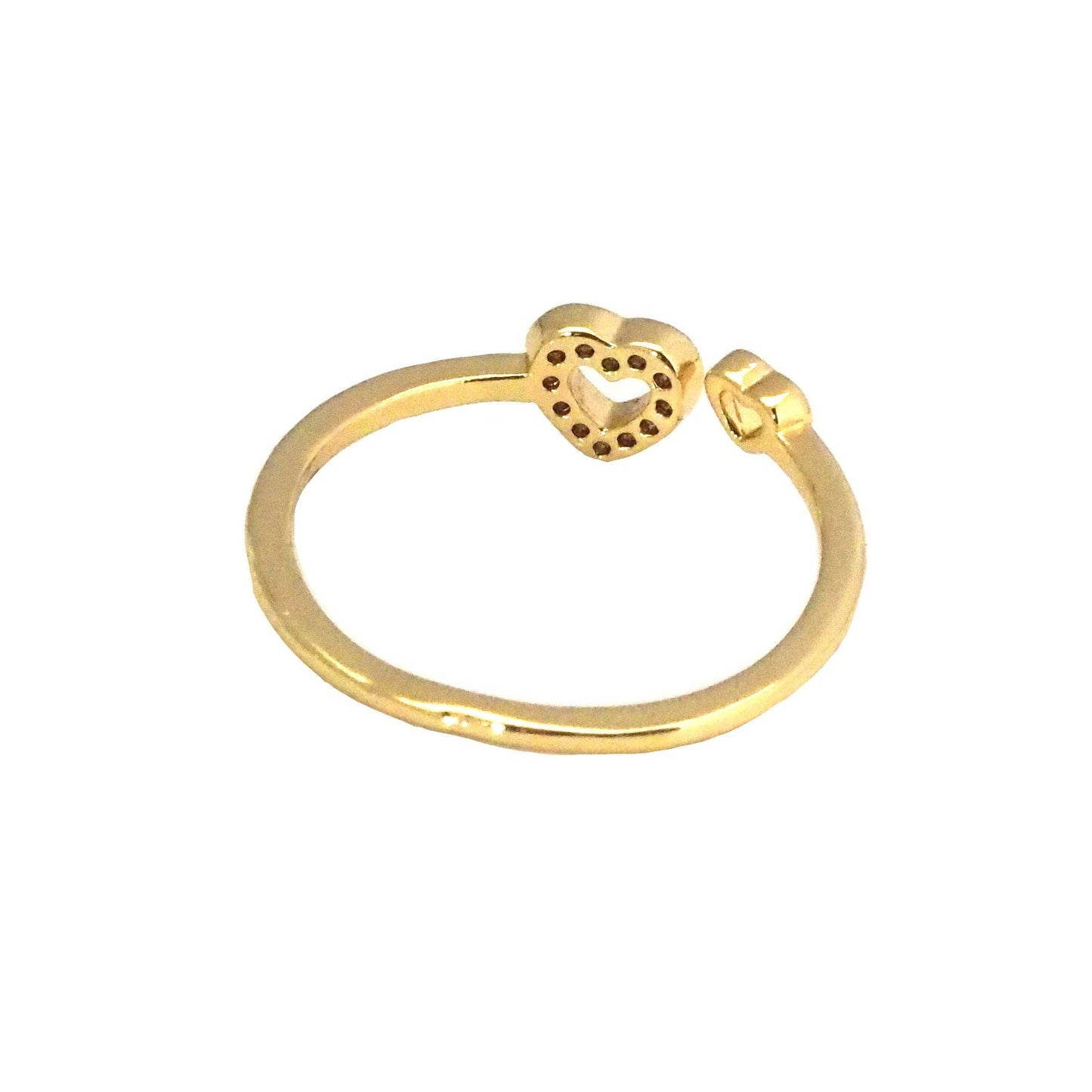 Gold CZ Heart Adjustable Ring, Sku#LK786