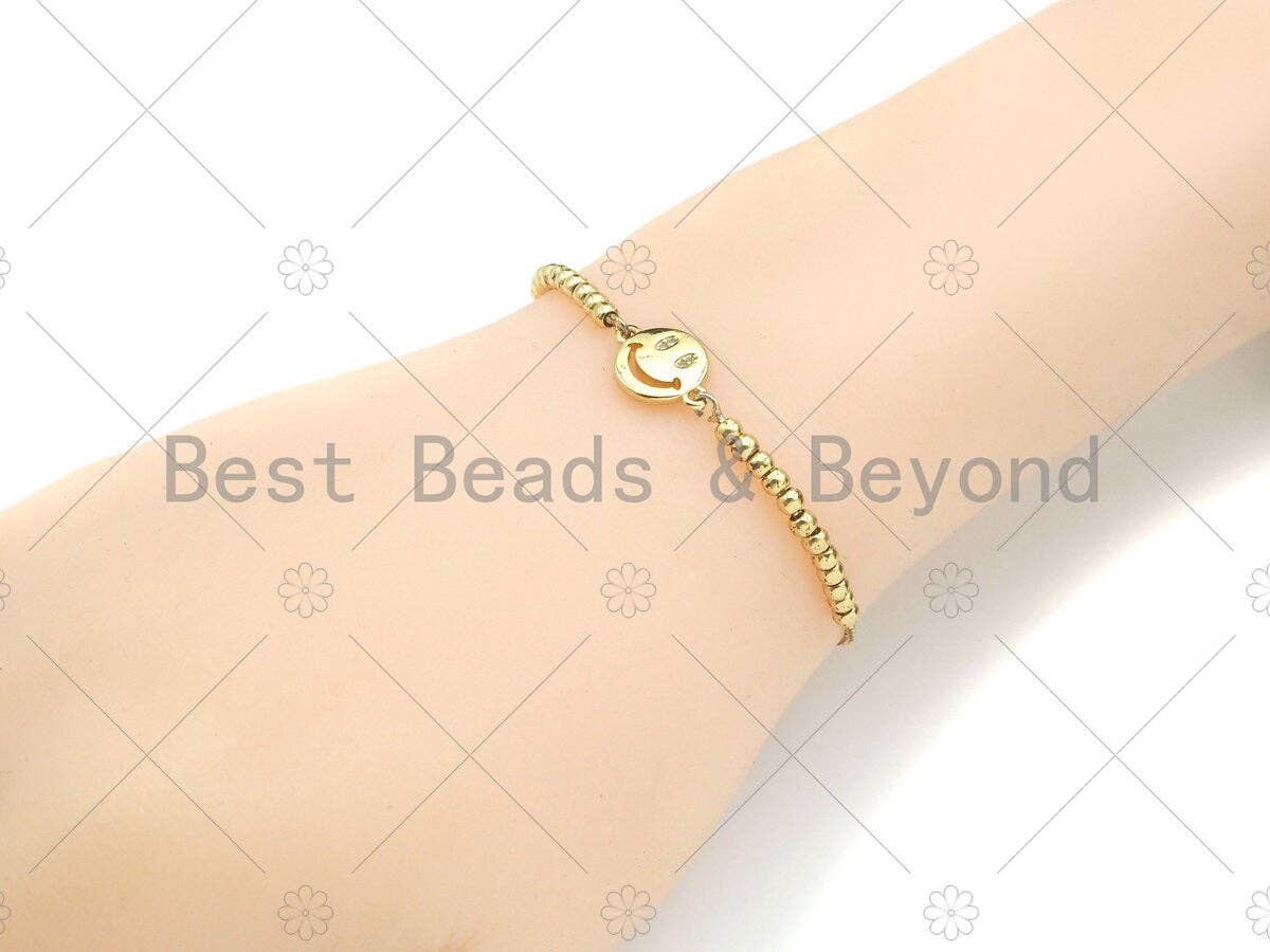 Gold Filled CZ Micro Pave Cute Smiley Face Shape Connector,1