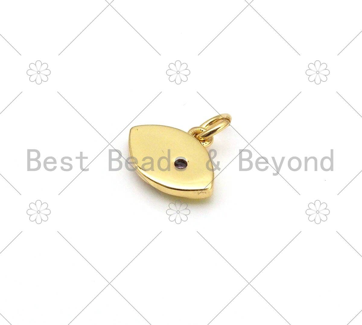 CZ Micropave Evil Eye Shape Pendant, 18K Gold Filled Enamel Charm, Necklace Bracelet Charm Pendant,12x9mm,Sku#Z1398